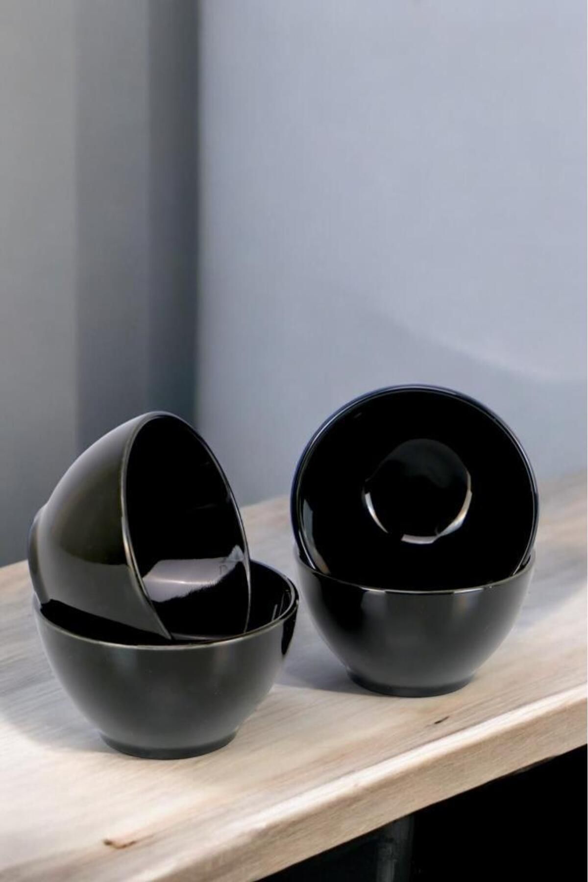 Digithome-10 cm Black Porcelain Snack Bowl Presentation Bowl Set of 4 - Tl 4031049   C320.003 5