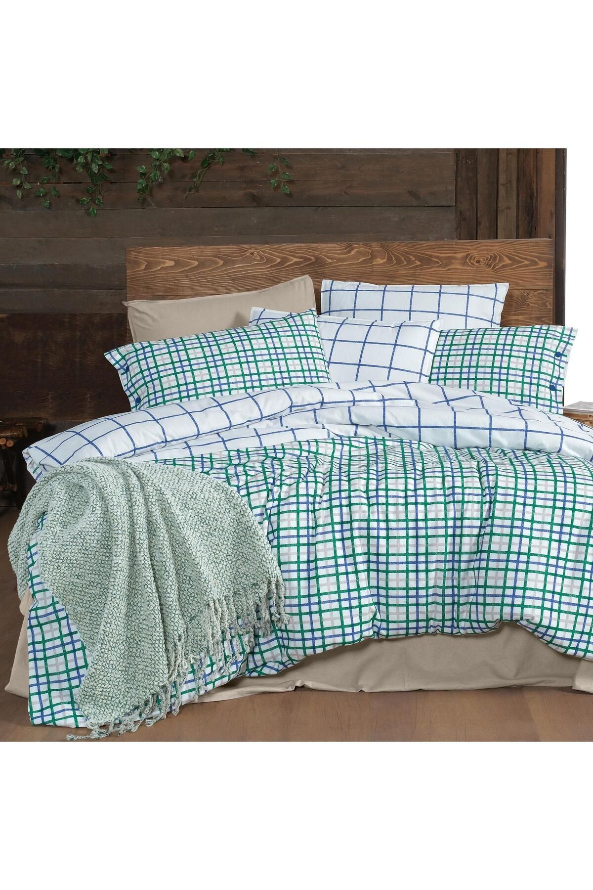 Sarev Set Cuvertură De Pilota Pentru Costum De Baie Albastru - 100% Flanel De Bumbac - One Size