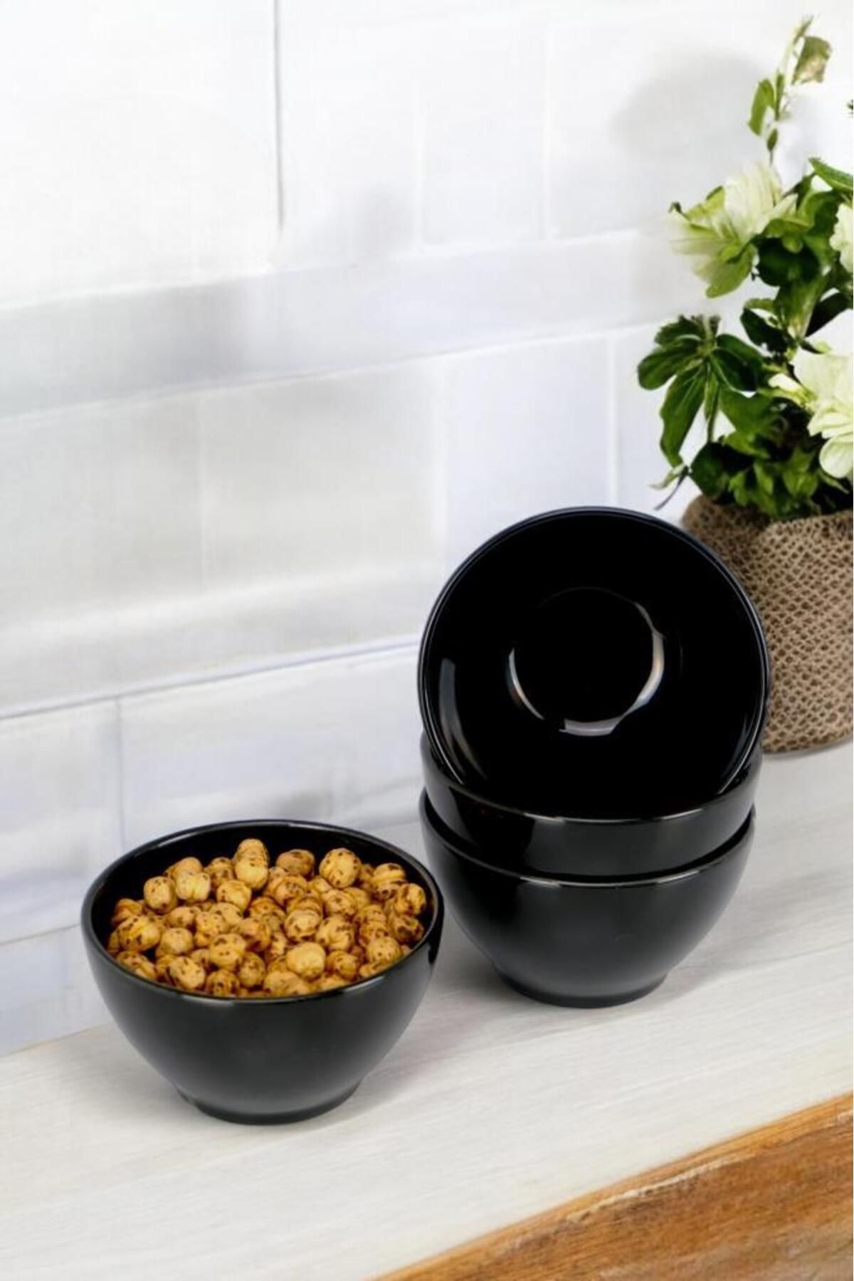 Digithome-10 cm Black Porcelain Snack Bowl Presentation Bowl Set of 4 - Tl 4031049   C320.003 1