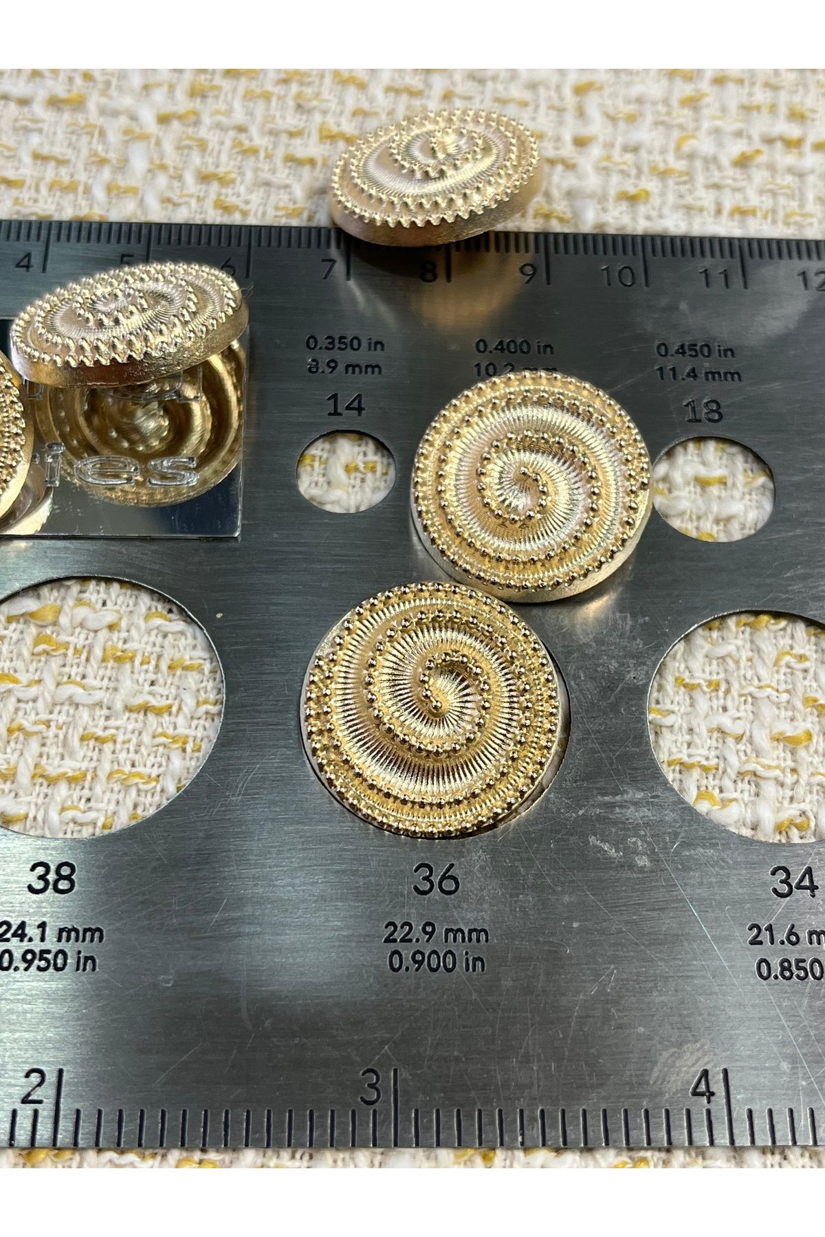 ODDA TASARIM ATÖLYESİ-Spiral Model Round Gold Color Jacket-Coat Design Button Set 6