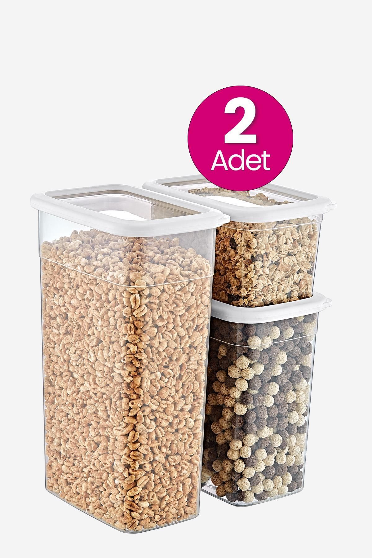 Smartware-White Set of 2 Scale Rectangular Storage Containers - 1210 Ml, 2350 Ml, 3500 ml 1