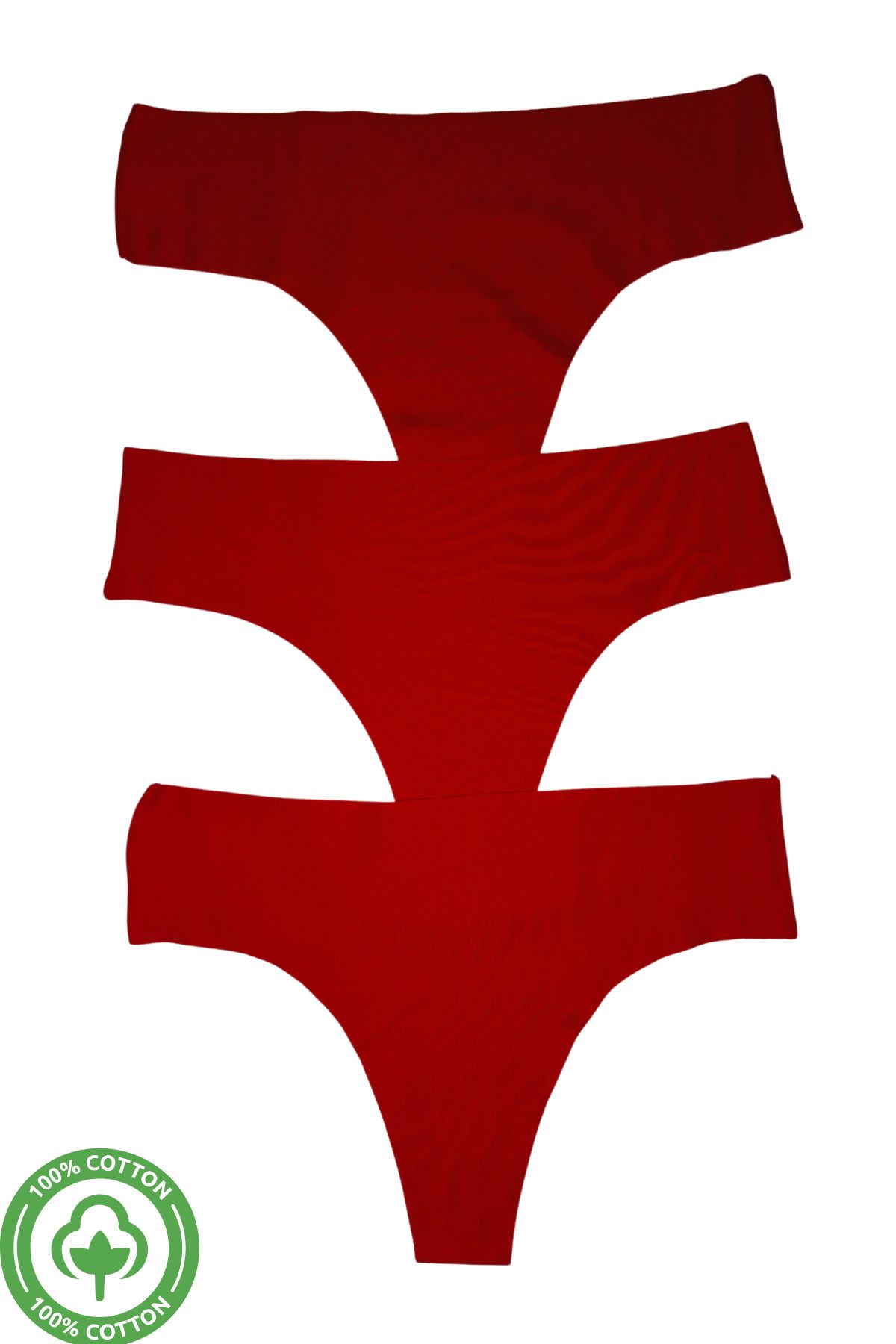 PJ & Me-Extra Soft and Flexible Textured Laser Cut Red Color 3-Piece Women's String Set 3