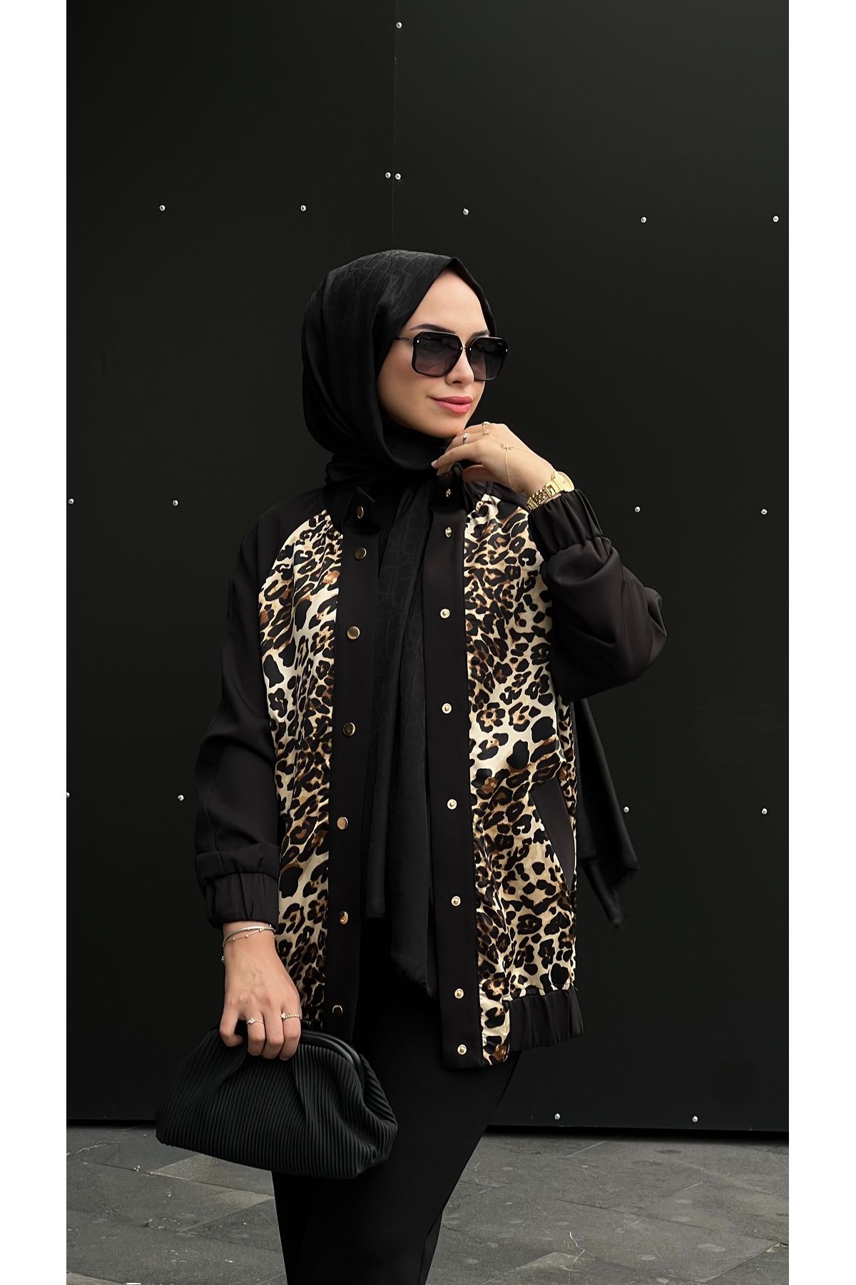 YOUS leopar desenli bomber ceket