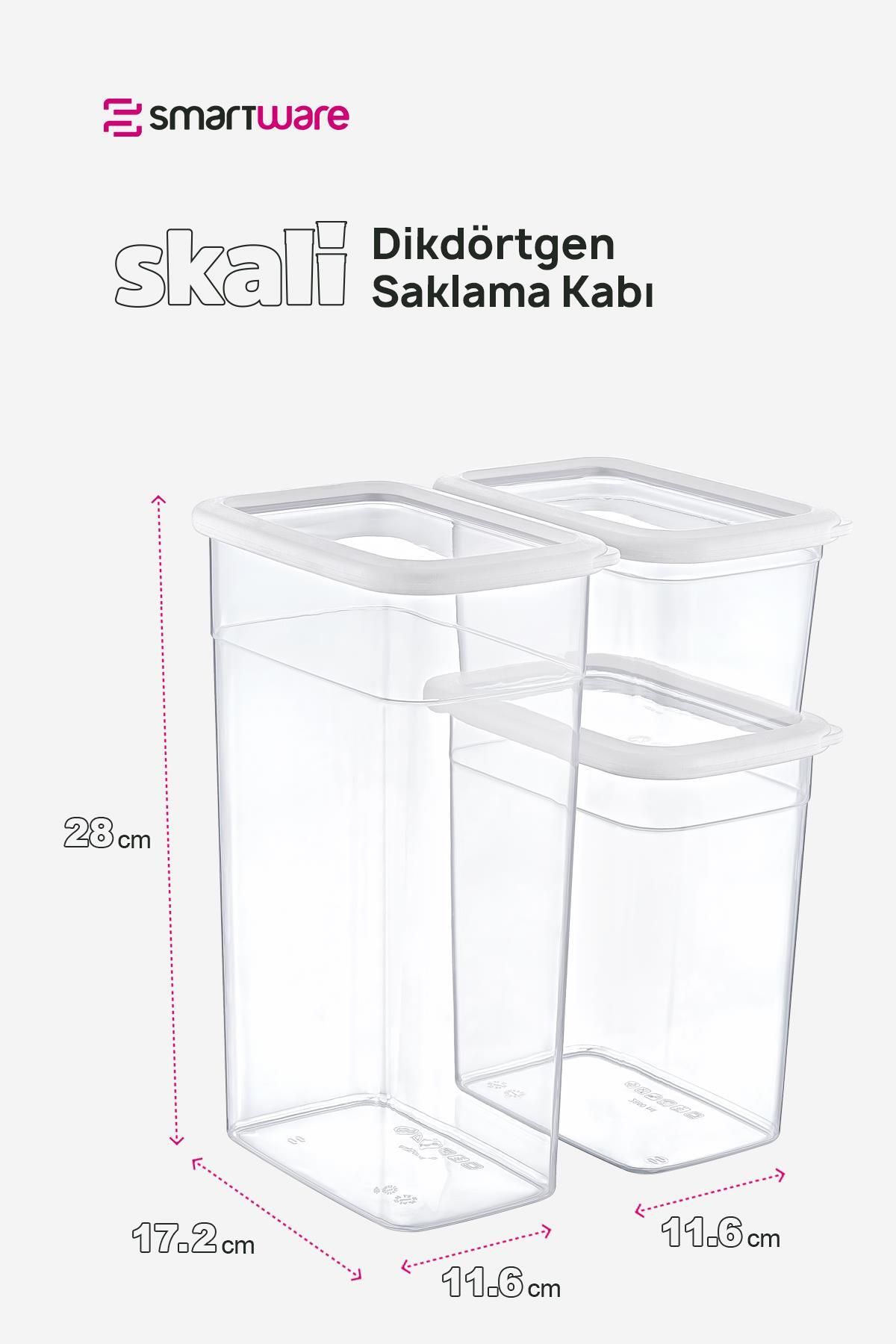 Smartware-White Set of 4 Scale Rectangular Storage Containers - 1210 Ml, 2350 Ml, 3500 ml 2