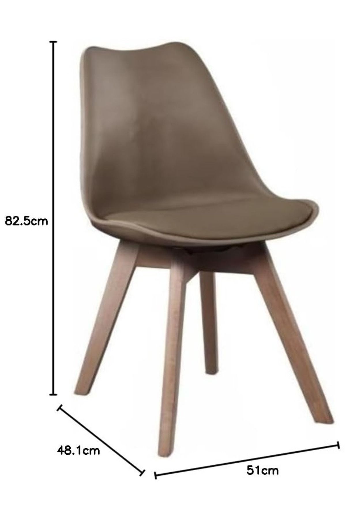 Taimi-Brown Plastic Chair with Sponge Base and wooden Legs 40Wx39Hx82L cm 2