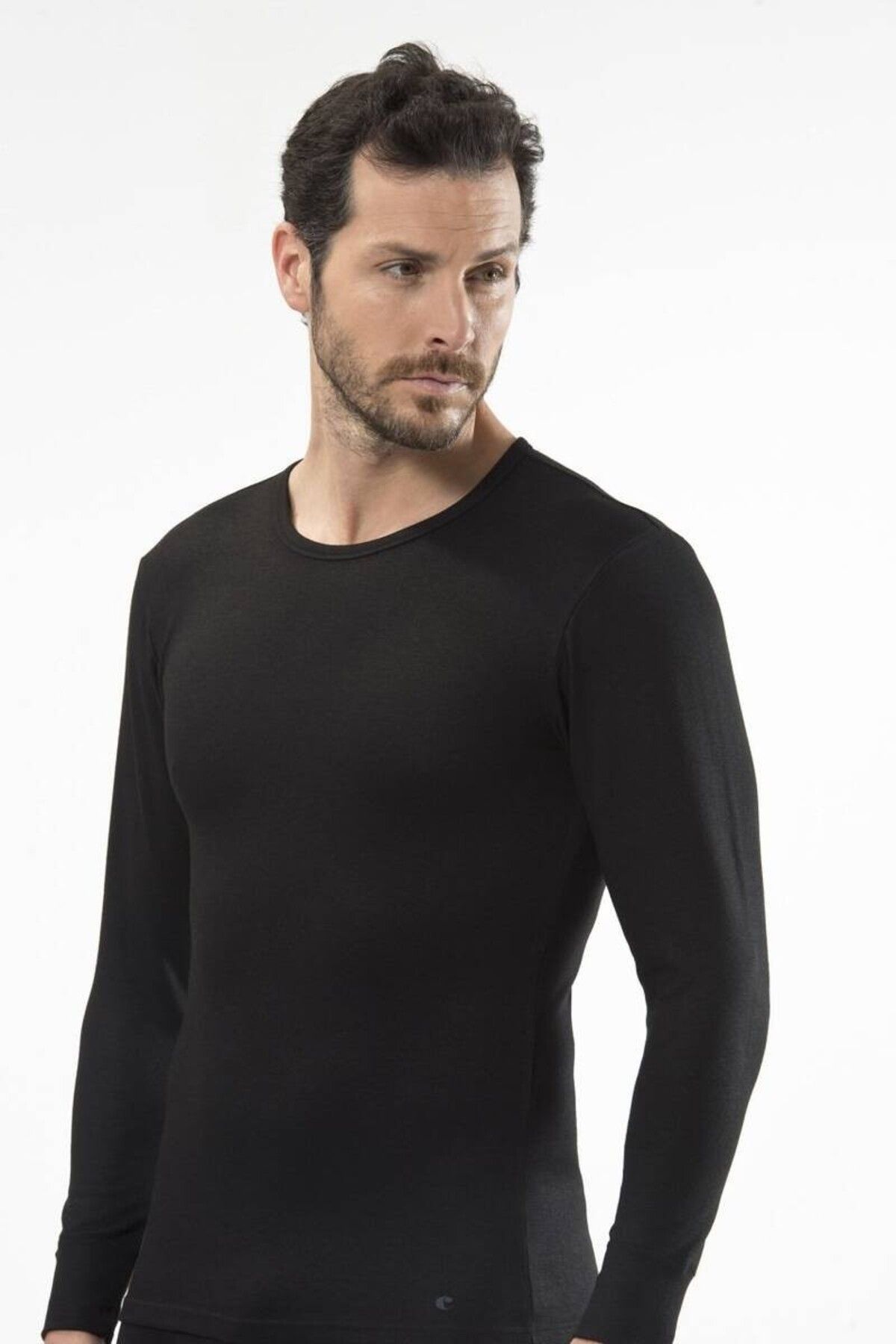 Cacharel-- Thermal Long Sleeve Crew Neck Black 1