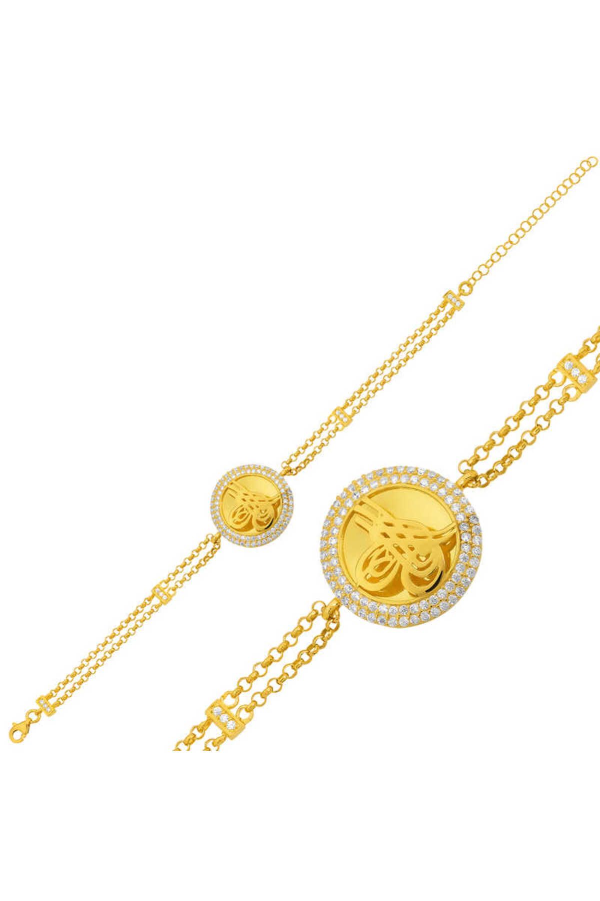 SANSERA 925 Ayar Gümüş Gold Tuğralı Bileklik