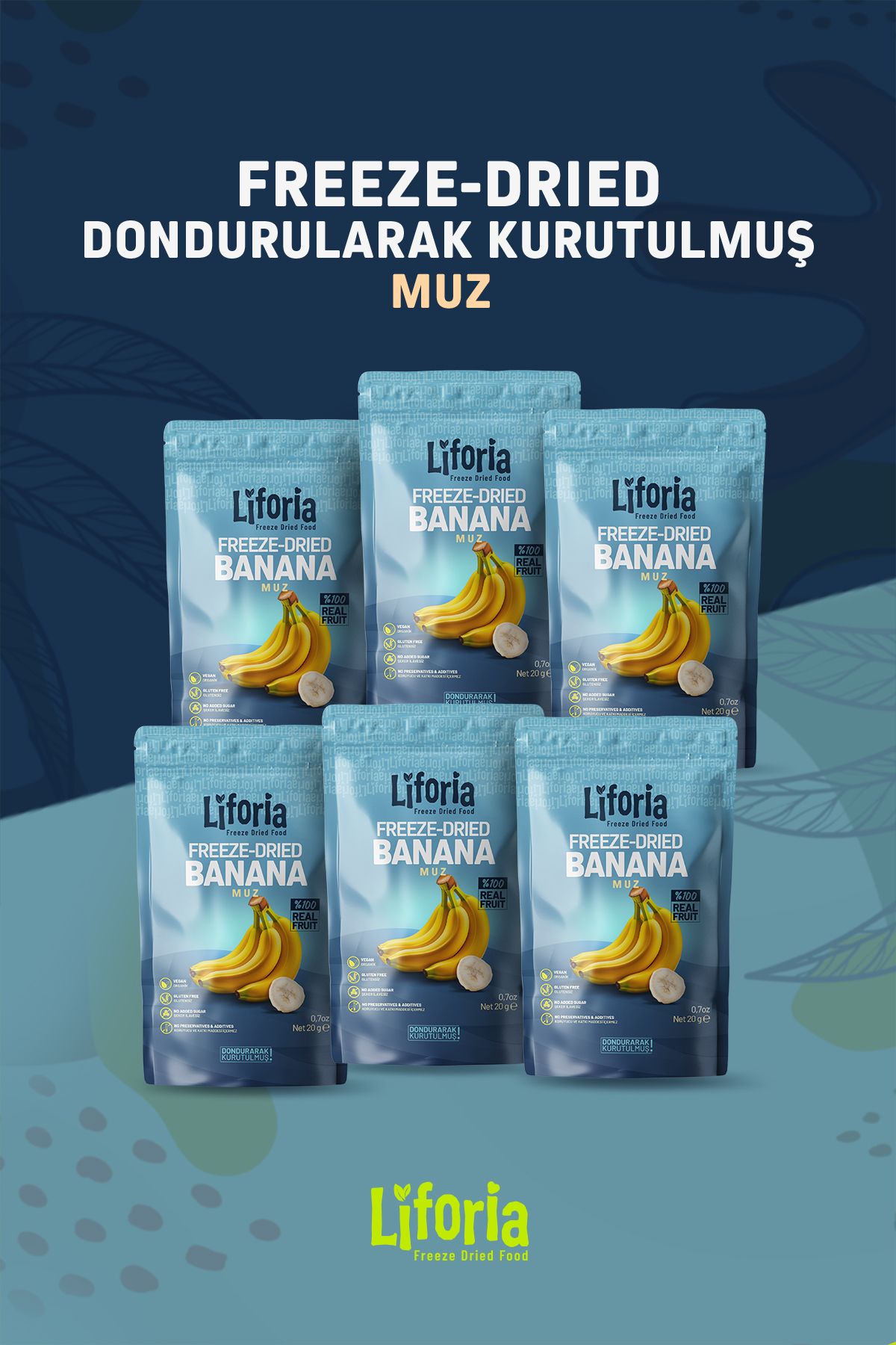 Liforia 6lı Fırsat Paketi - Freeze Dried Muz Ince Dilim 20gr