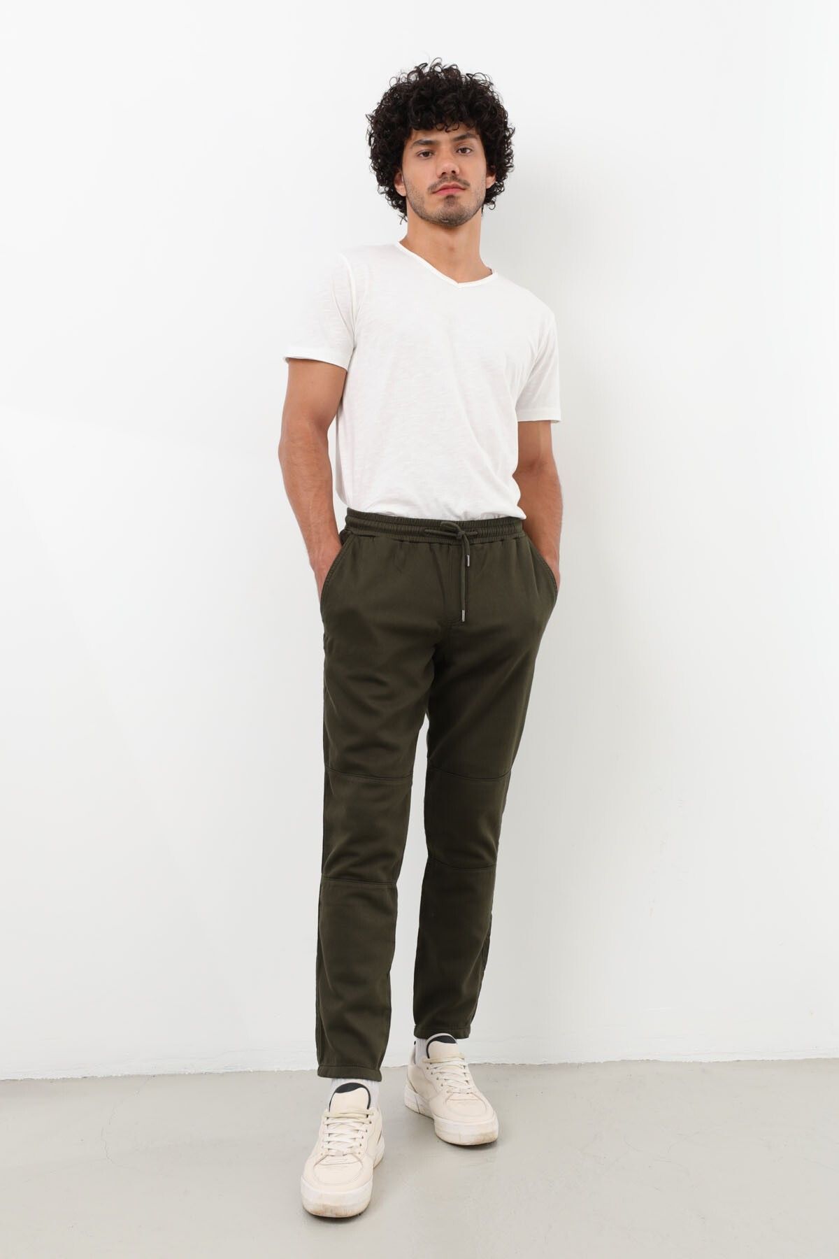 Bluewhite-Khaki Men's Trousers - Elastic Waist and Lycra 2