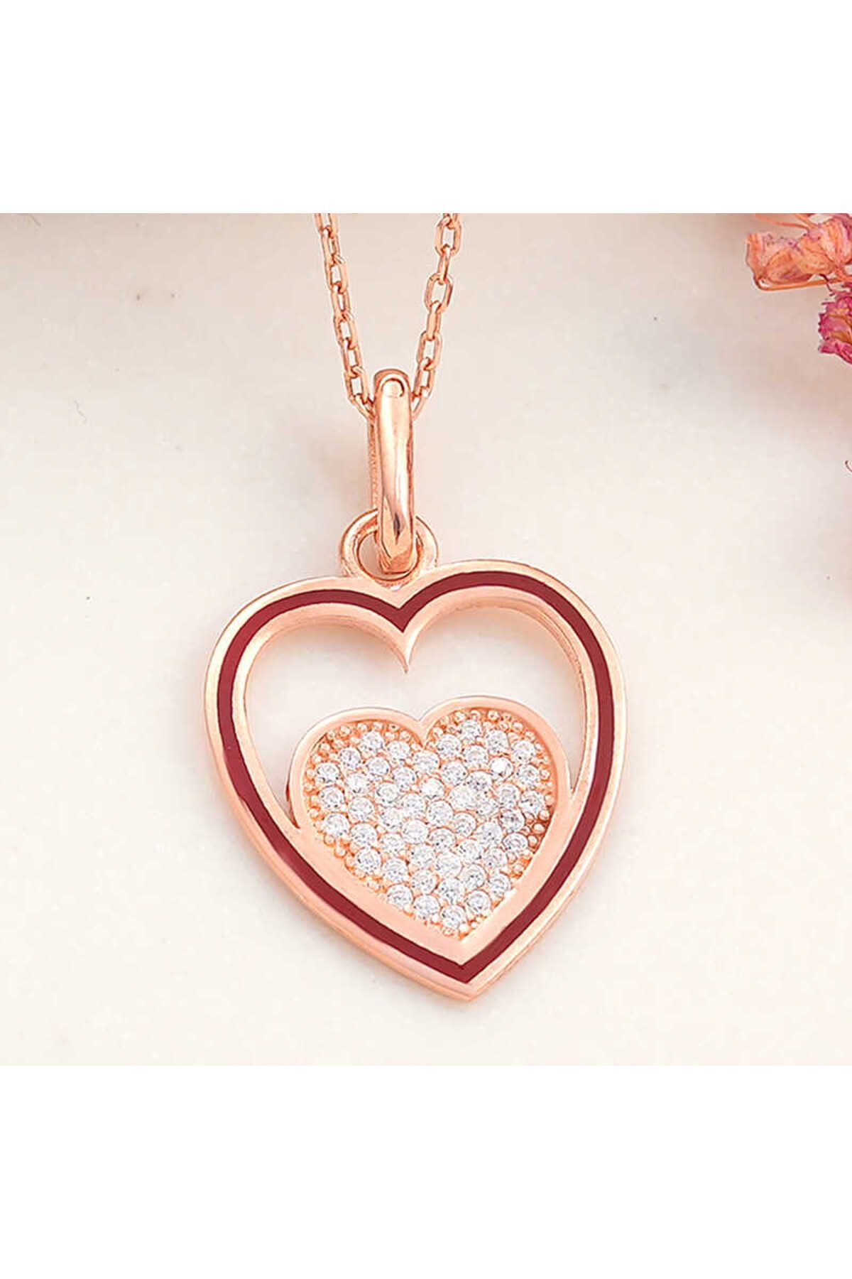 SANSERA 925 Ayar Gümüş Rose Kalp Kadın Kolye