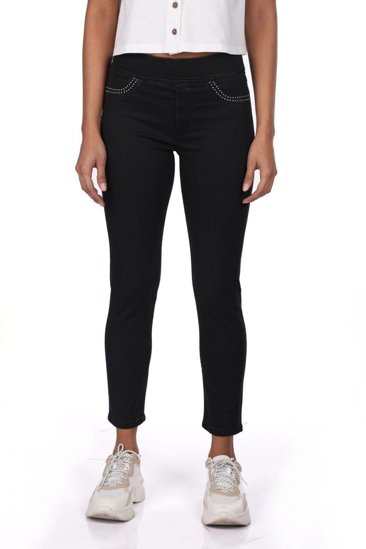 blue white womens black leggings jean trousers