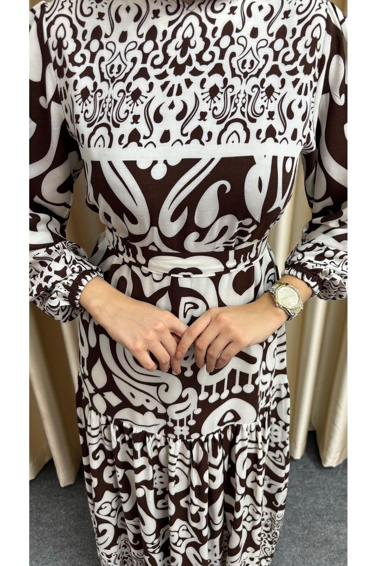 Majeur-Elegant Patterned Hijab Dress 3