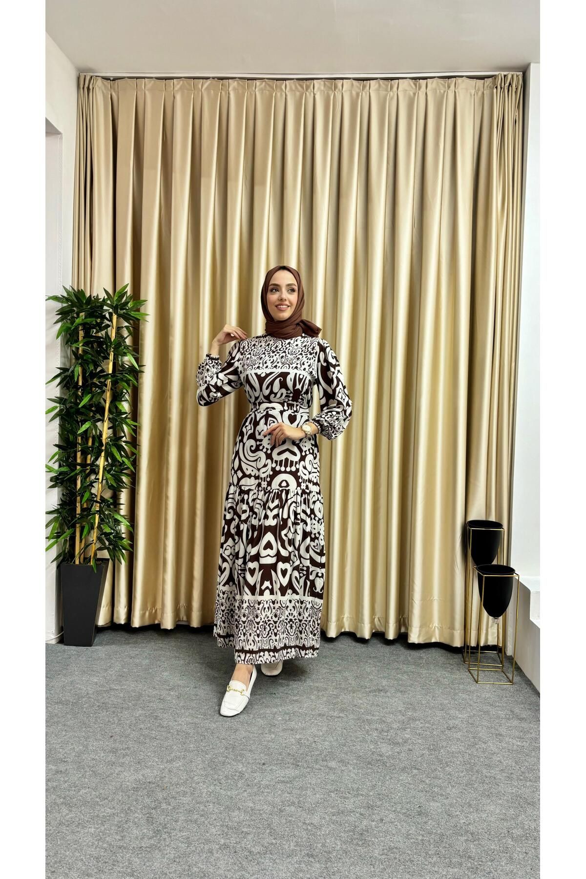 Majeur-Elegant Patterned Hijab Dress 1