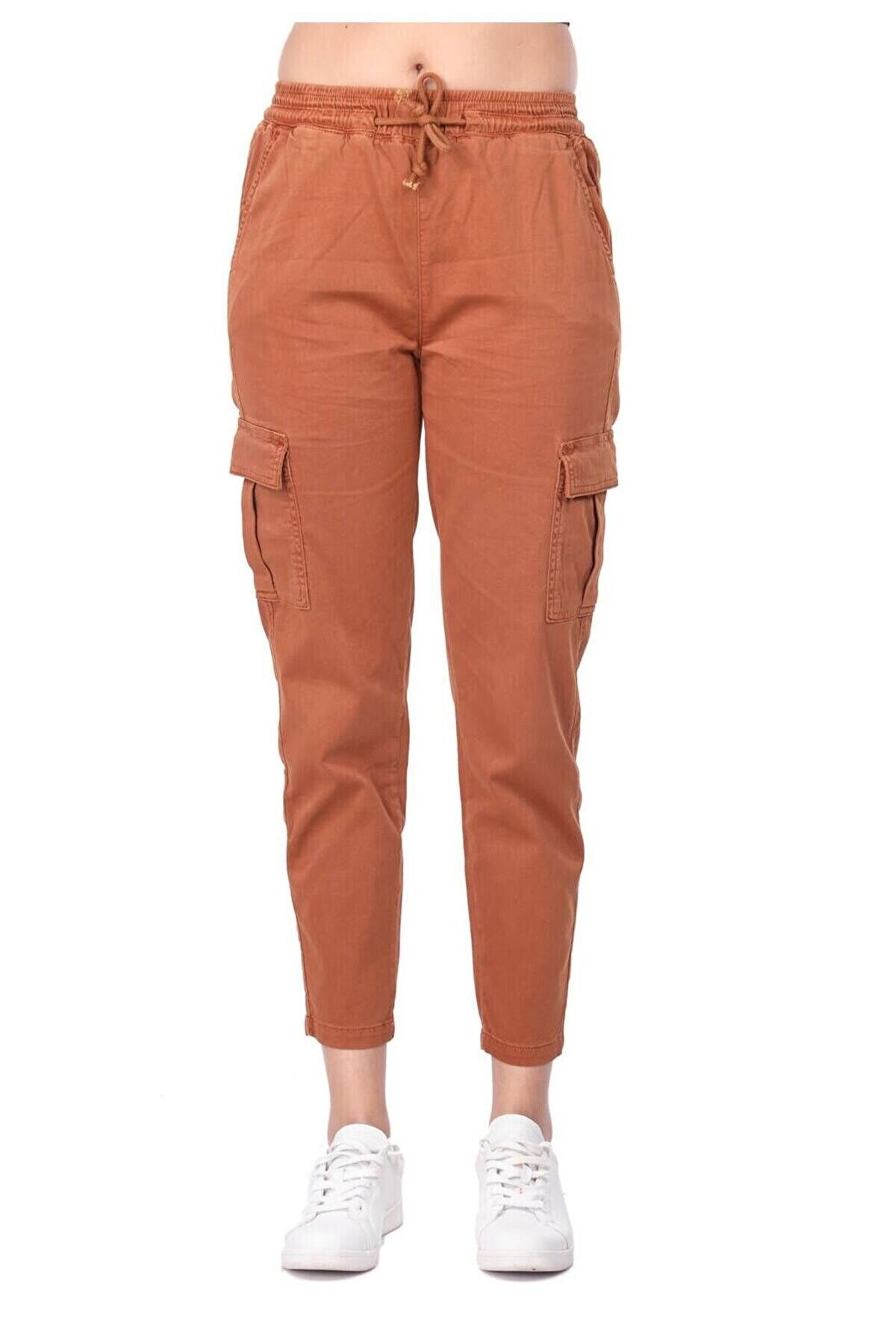 pantalon jean à taille élastique avec poche cargo