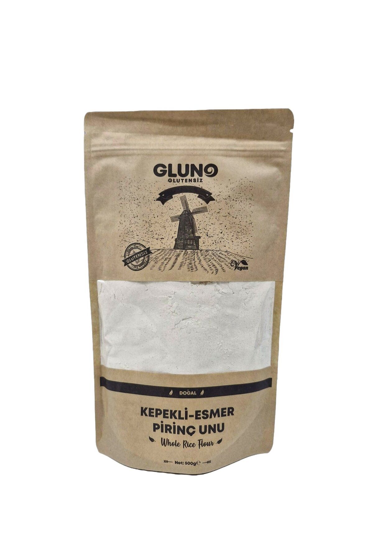 Gluno Glutensiz Kepekli-Esmer Pirinç Unu 500 gr