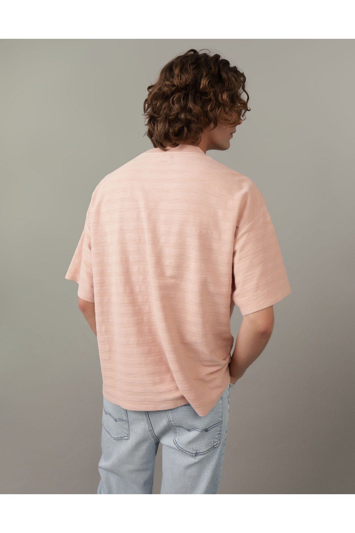 AMERICAN EAGLE-AE Textured Striped Oversized T-Shirt 2