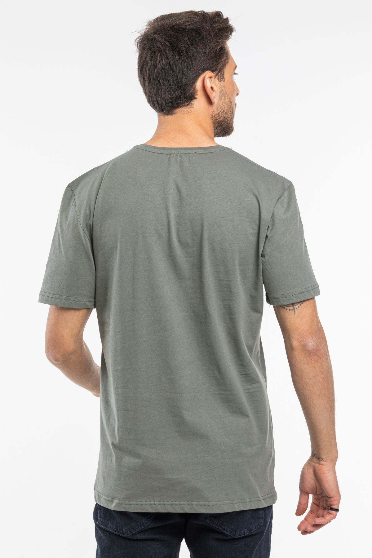 Superlife-Men's V-Neck Slim Fit Brooklyn Printed Short Sleeve T-Shirt Spr 265 7