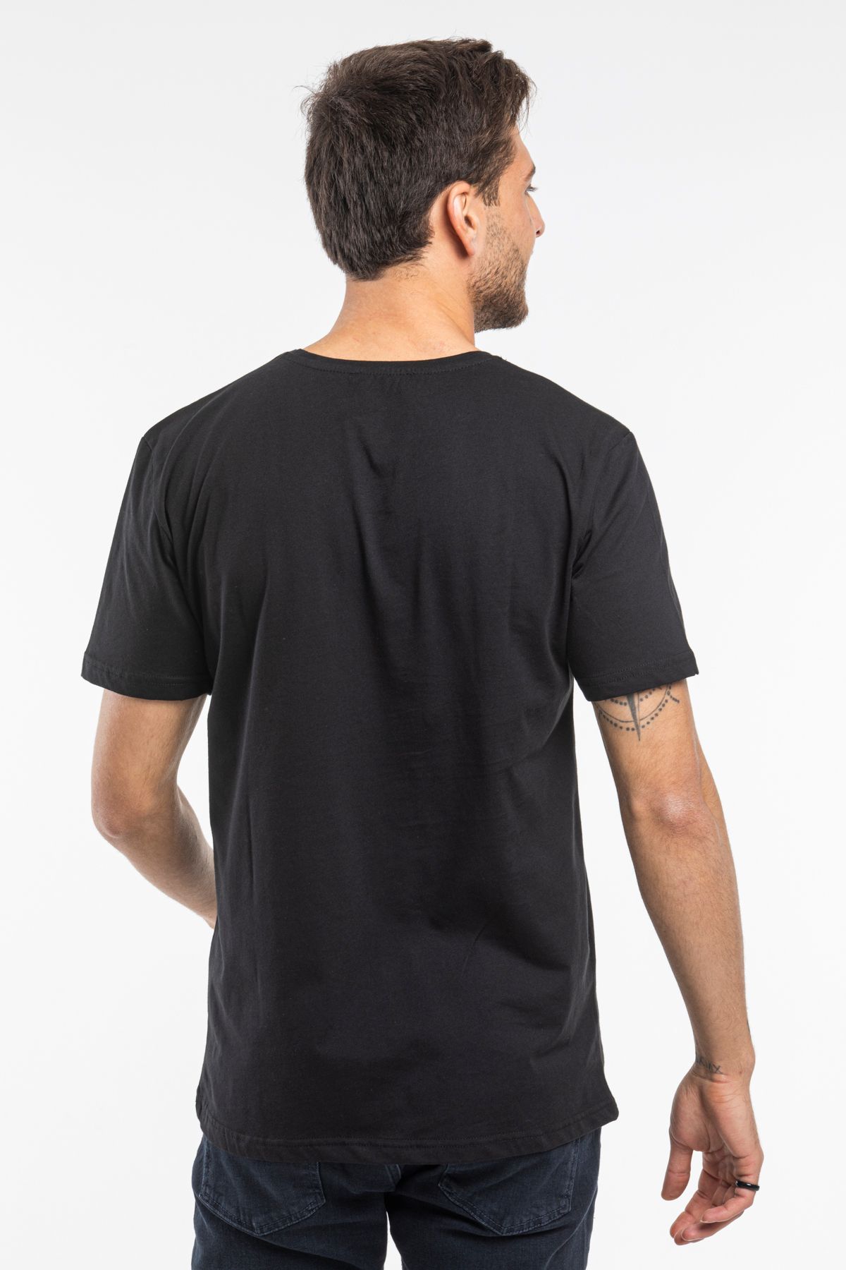 Superlife-Süperlife Men V Neck Slim Fit Brooklyn Printed Short Sleeve t Shirt Spr 265 6
