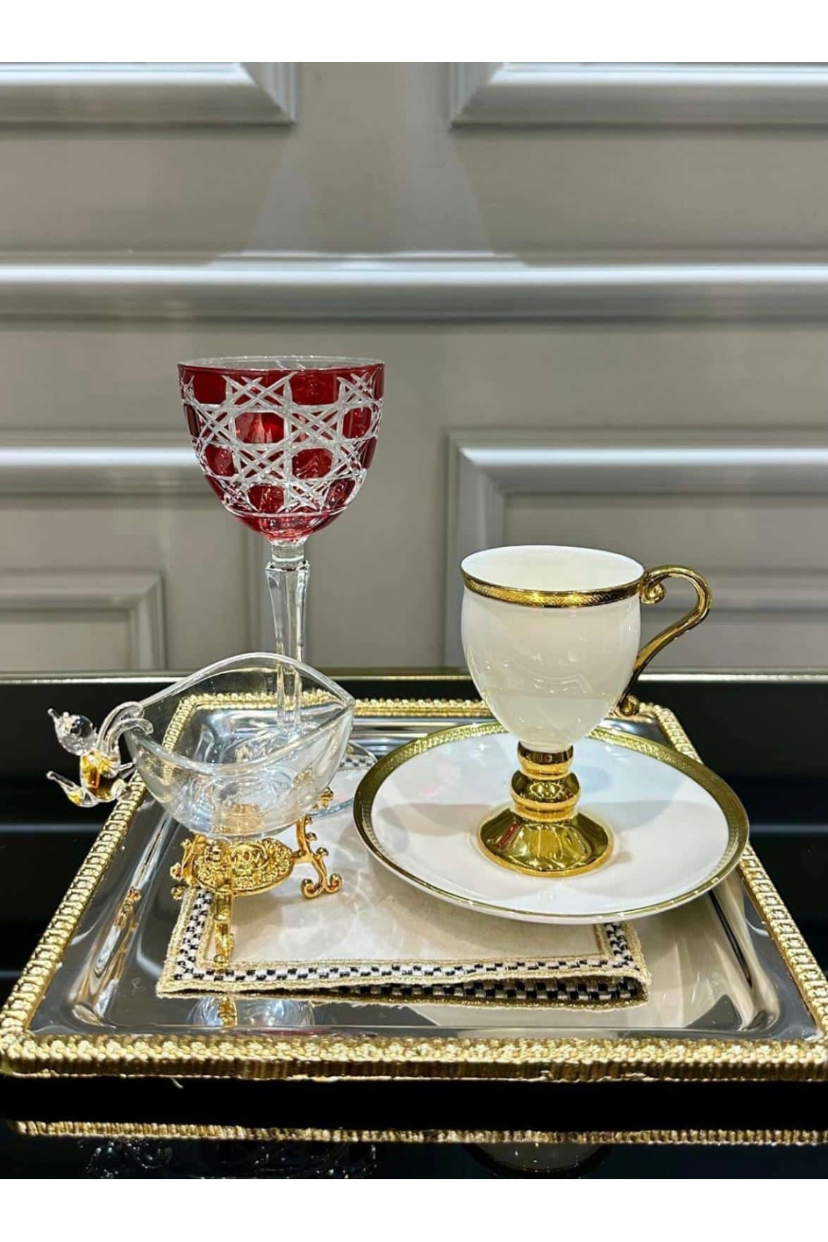 hediye ESTERHOMEDECOR 6 kişilik ayaklı porselen kahve fincan takımı ...