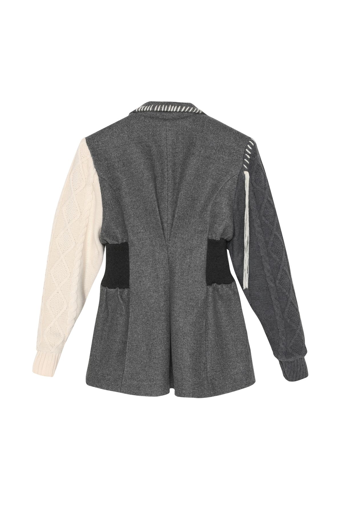 Quzu-Tasseled Blazer Jacket with Sleeves Knitwear Dark Grey 2