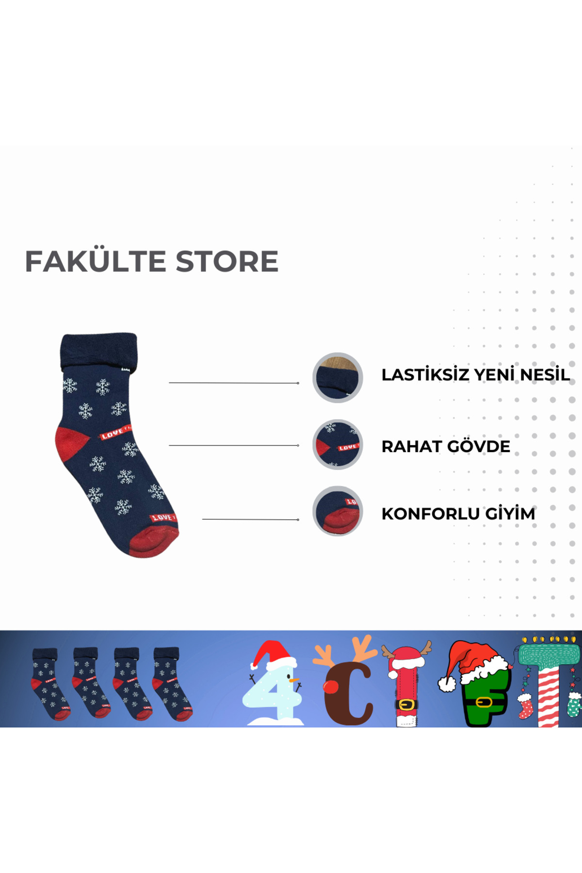 Kar Motifli Sıcak Ve Şık Çorap Seti — görsel 2 · TYBLB20G4SQ7VGCO39