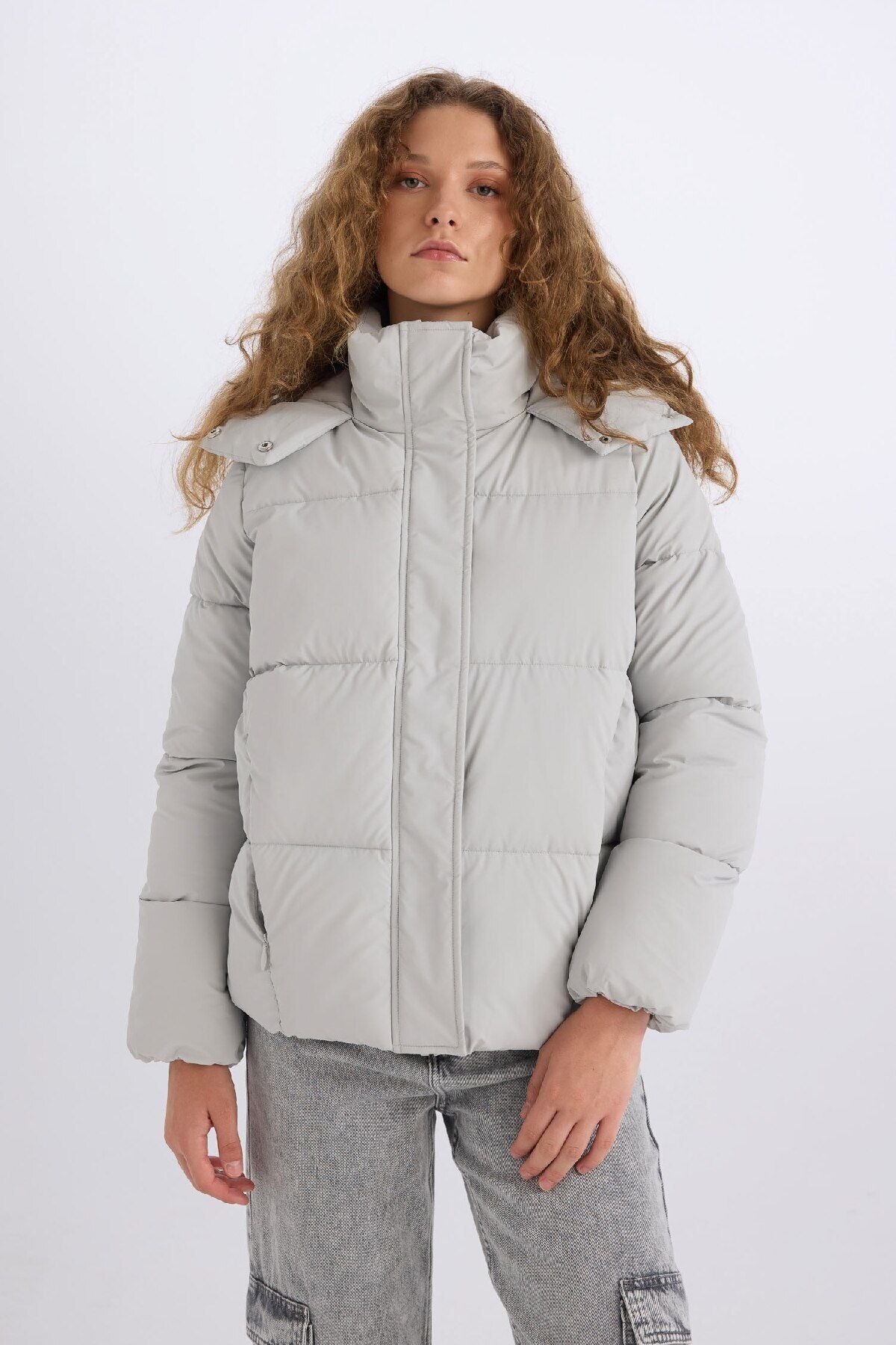 DeFacto-Water Repellent Puffer down Coat Oversize Wide Fit Hooded Zippered Snaps A4090Ax24Wn 3