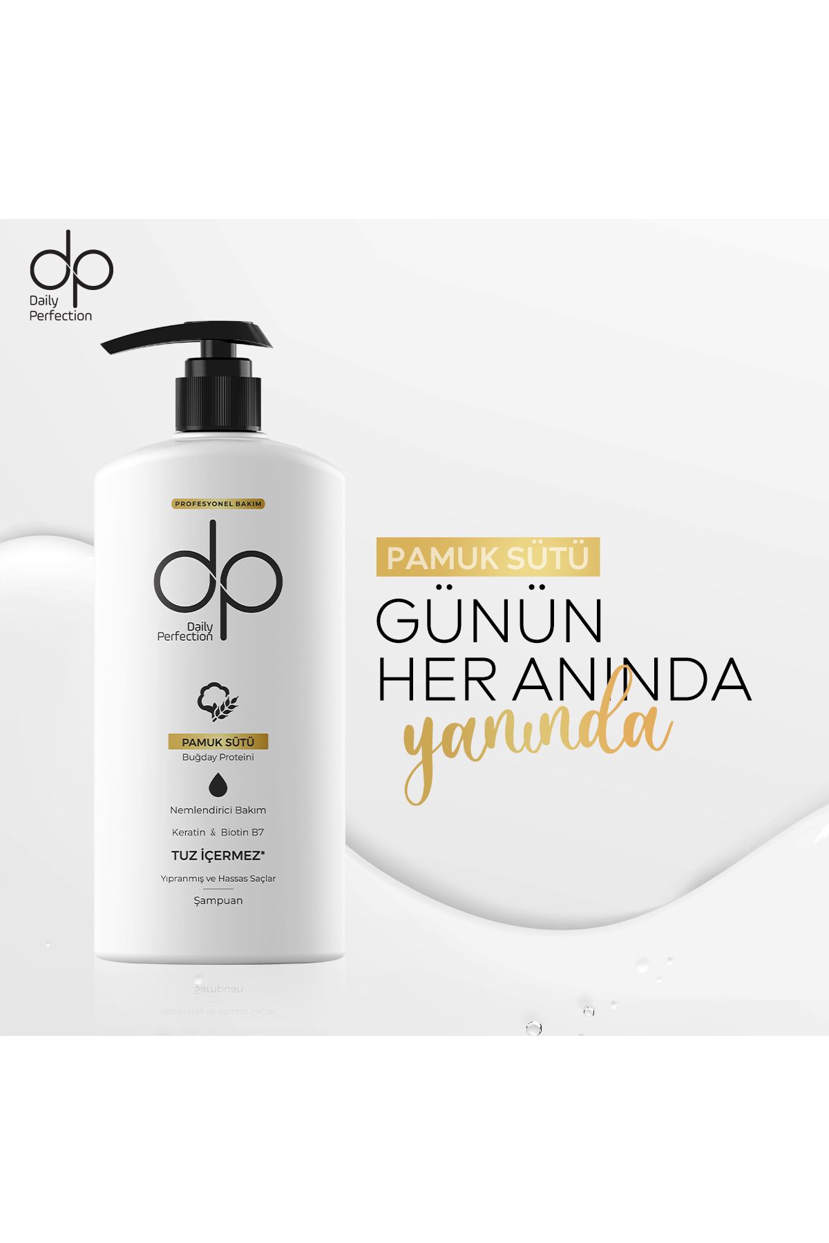 dp Daily Perfection dp Daily PerfectionTuzsuz Şampuan Pamuk Sütü Ve Buğday Protein 6 Adet 500 ml-3