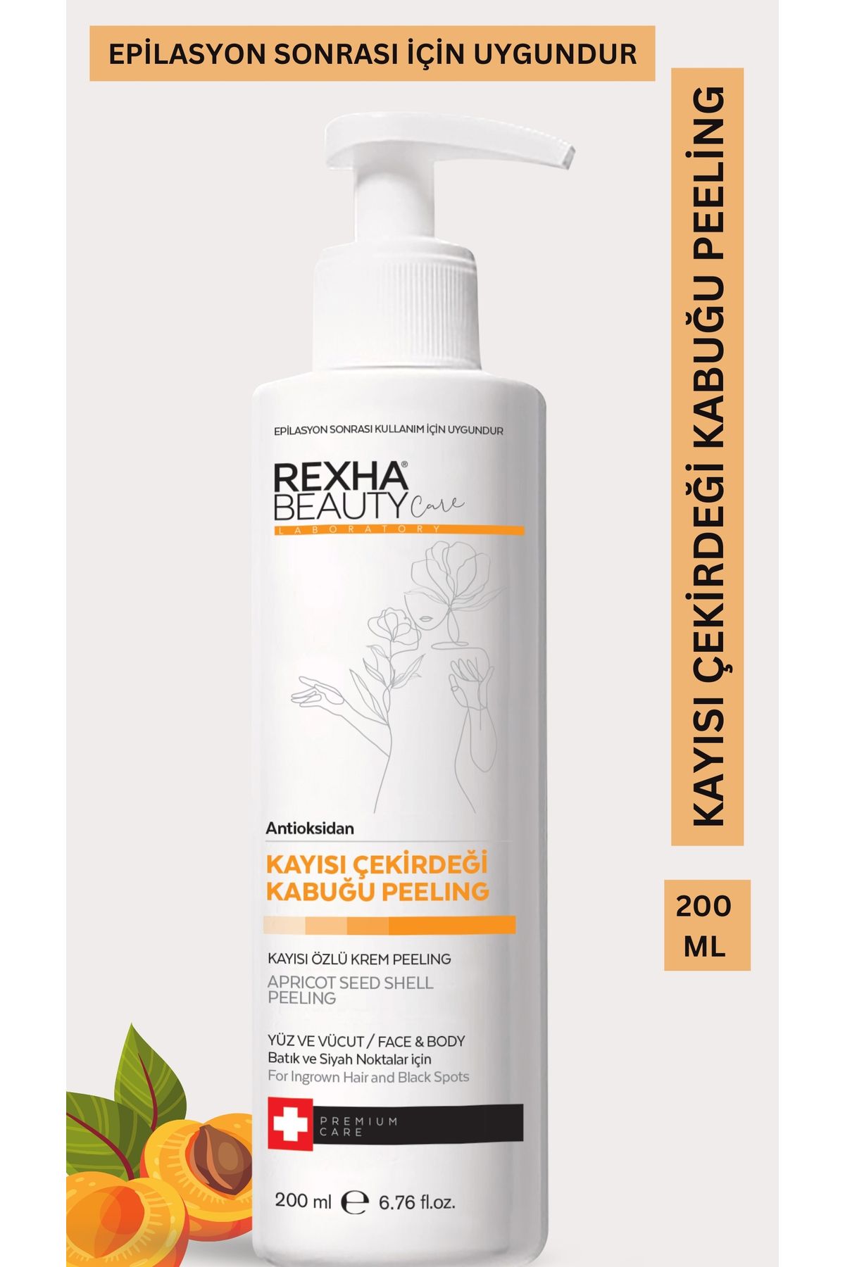 rexha Kayısı Peeling Epilasyon Sonrası Vücut Peelingi Batık & Çilek Bacak Onarıcı 200 ML