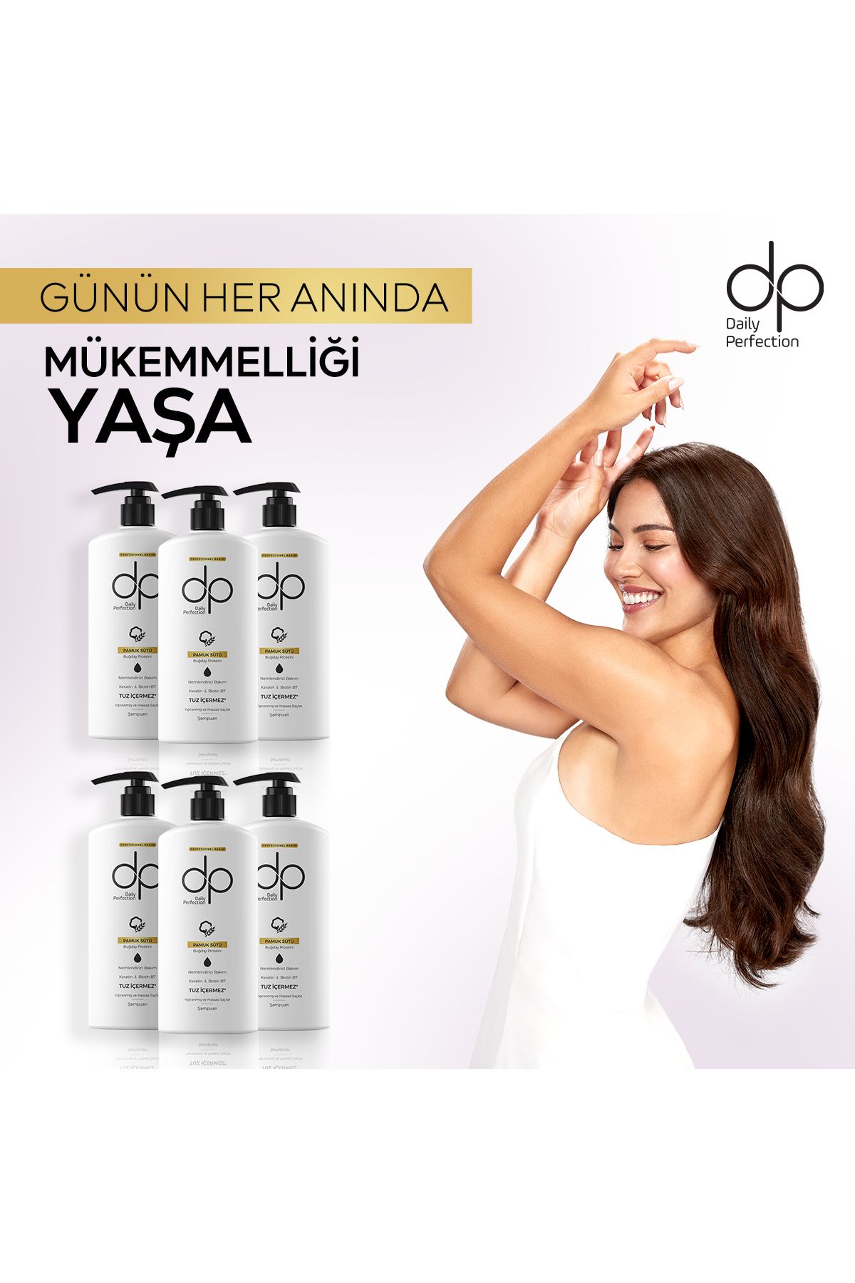 dp Daily Perfection dp Daily PerfectionTuzsuz Şampuan Pamuk Sütü Ve Buğday Protein 6 Adet 500 ml-4