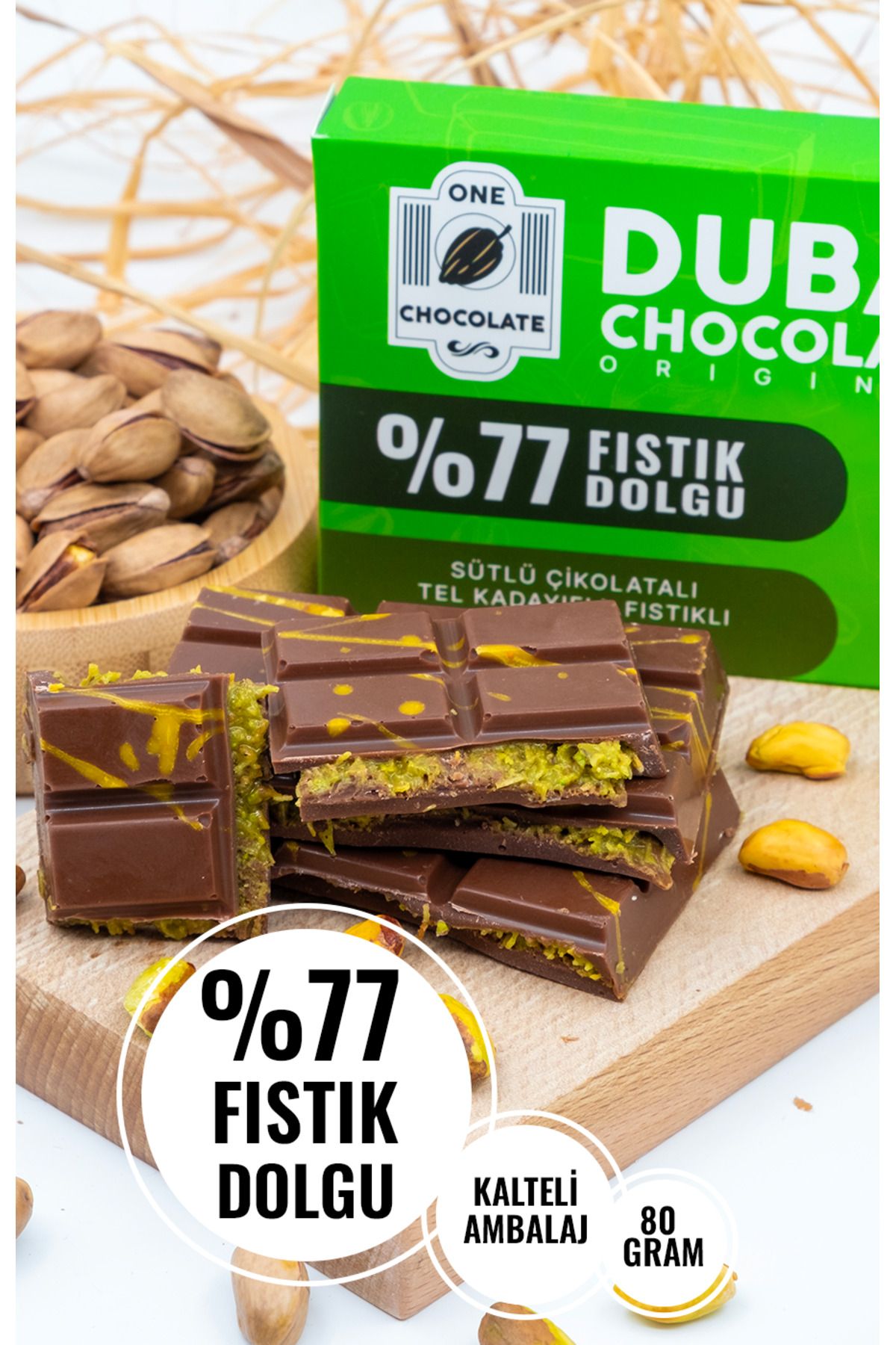 dubaï chocolat avec 77 de cacahuètes 80g