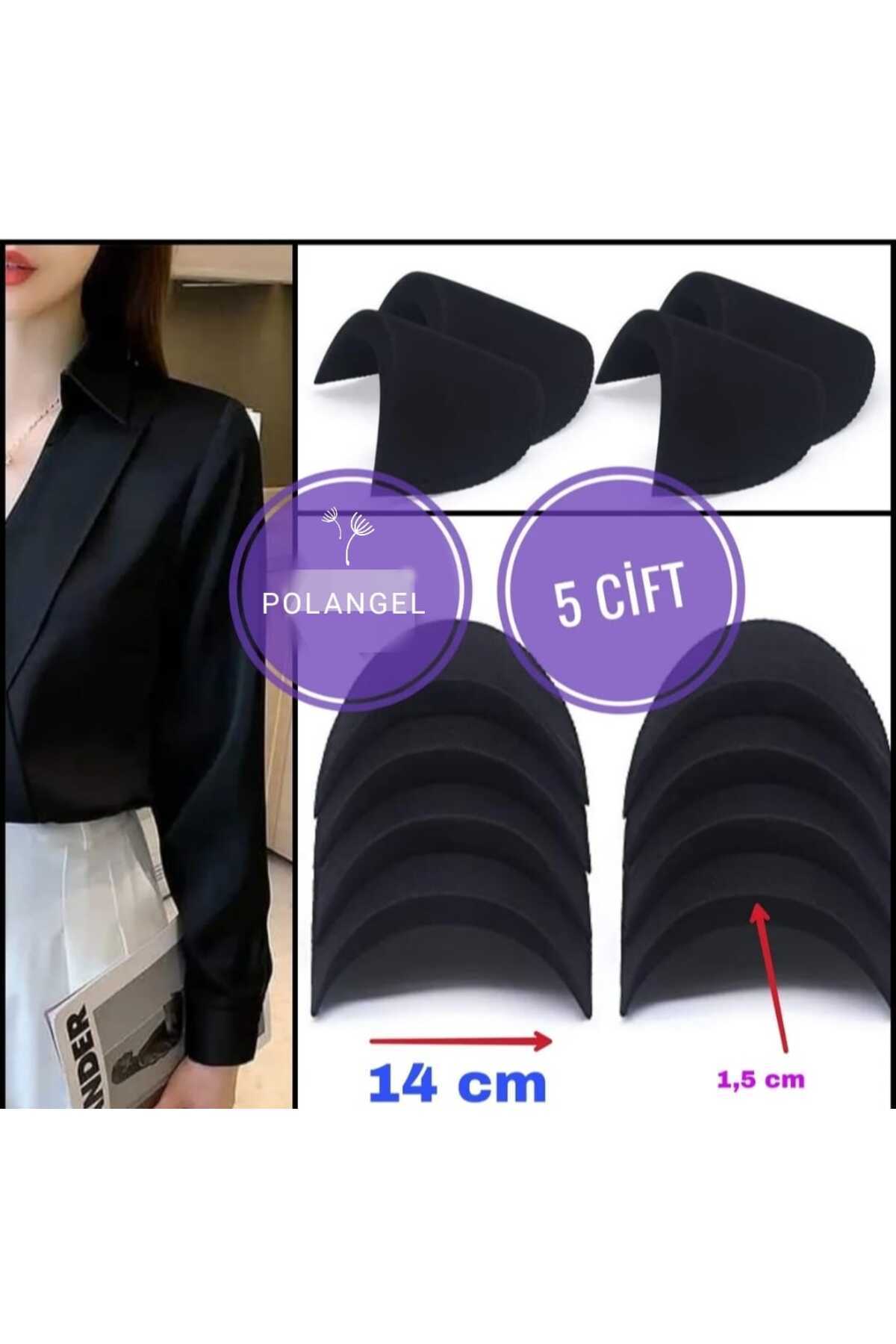 5 Pairs Shoulder Wadding Shirt and Evening Wadding 1.5 Cm Black