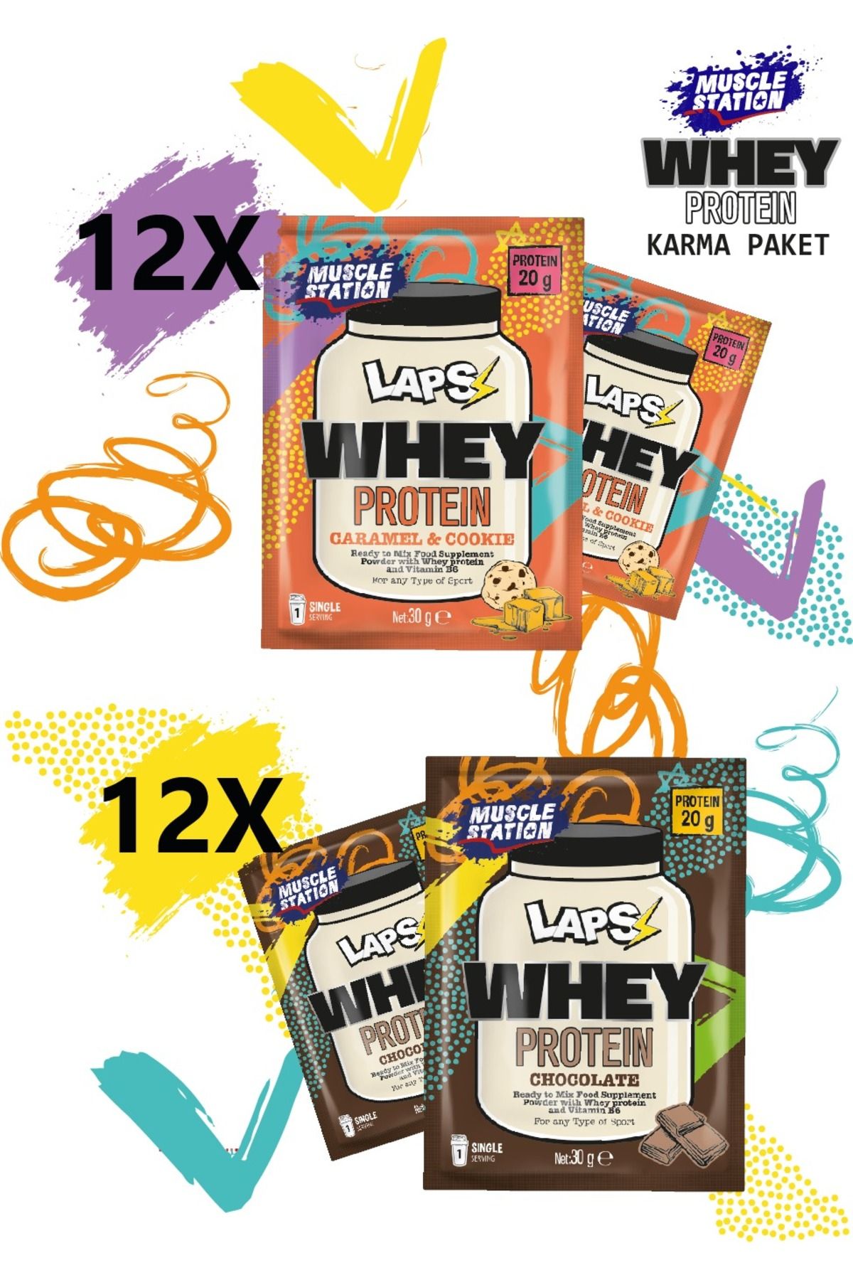 Muscle Station Musclestation Laps Whey Protein Tozu Karma Paket