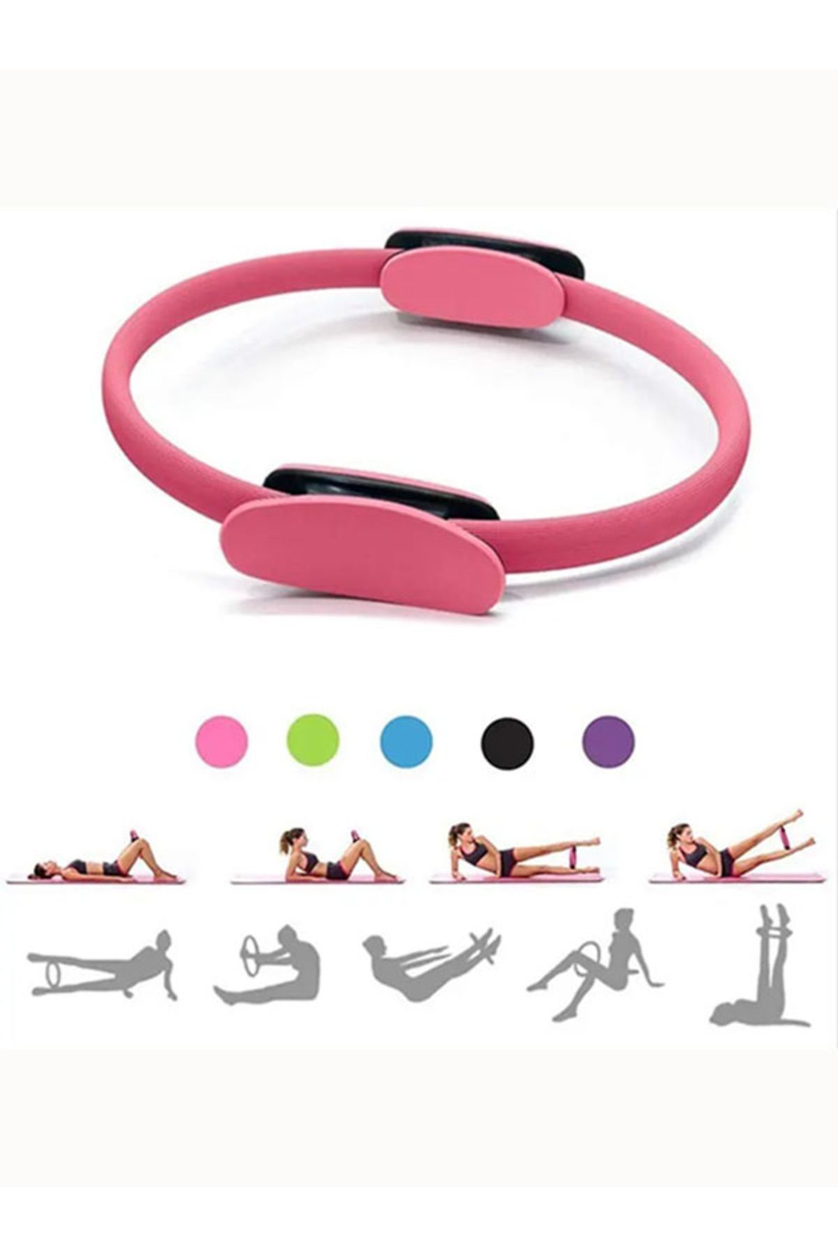 MultiFlexPro 40 Cm Pilates Çemberi Deluxe Tutamaçlı Plates Ring Circle Egzersiz Cemberi Pembe