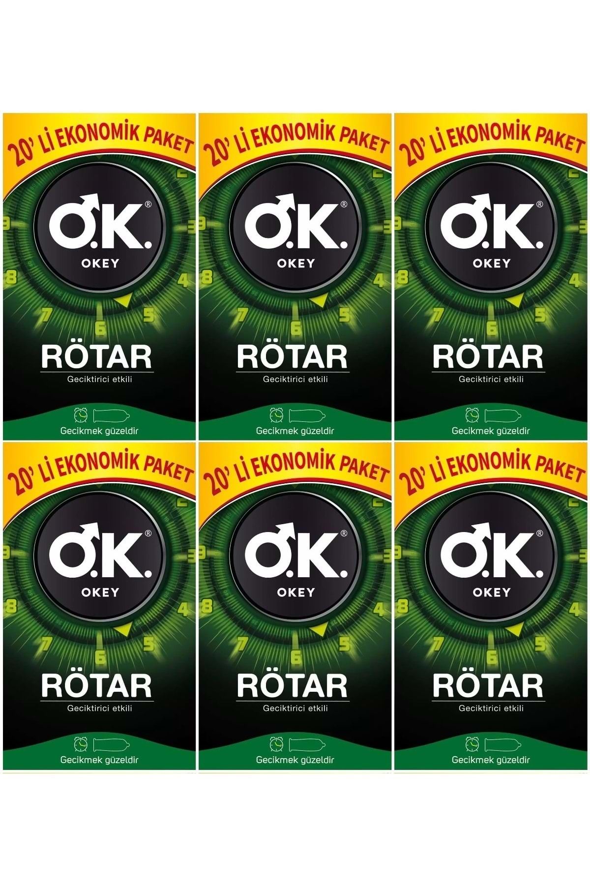 Okey Prezervatif 120 Adet Rötar ( Etkili) Ekonomik Pk (6PK*20)