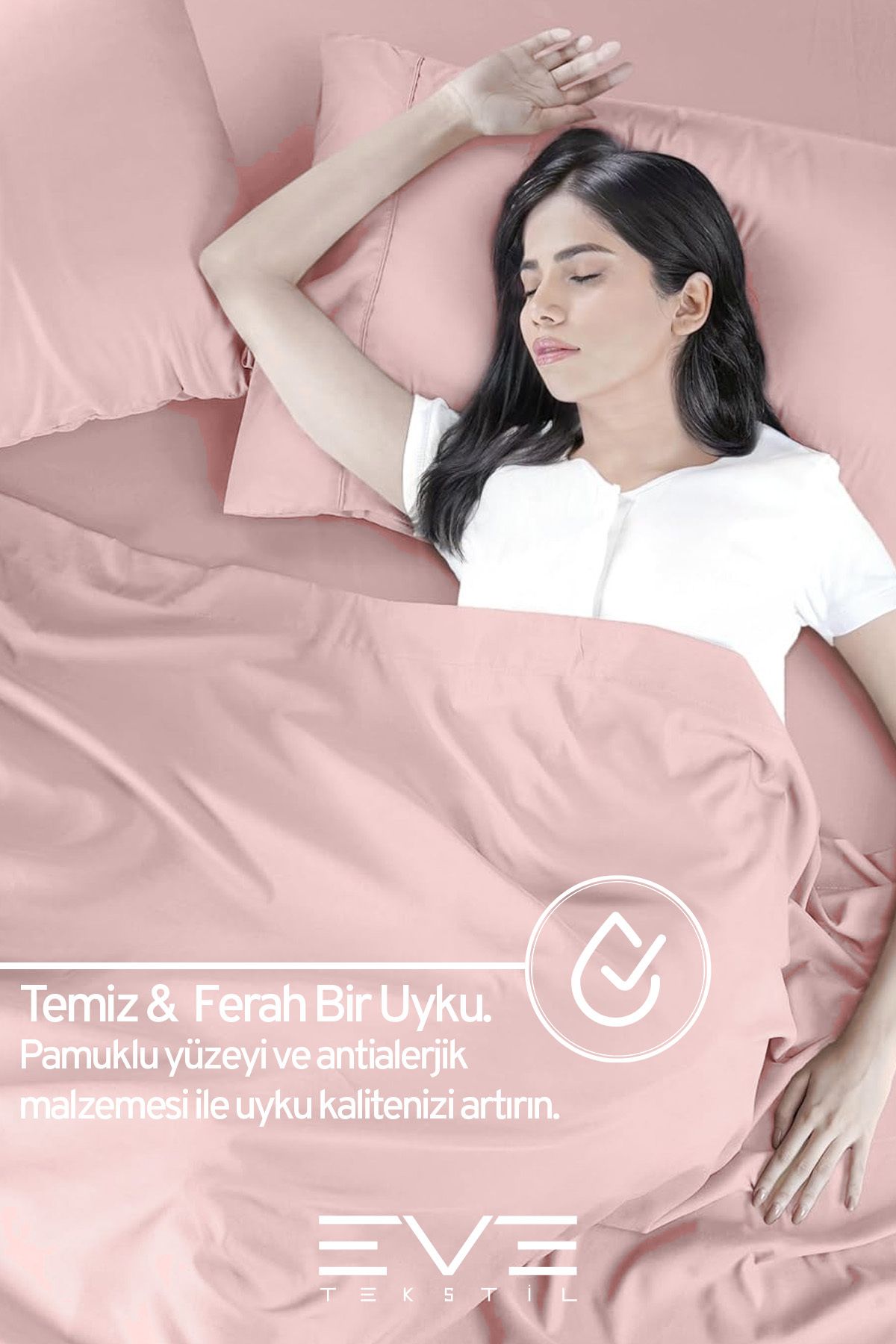 Eve Tekstil-Double Rainforce Fabric Elastic Sheet and Pillow Case Set 5