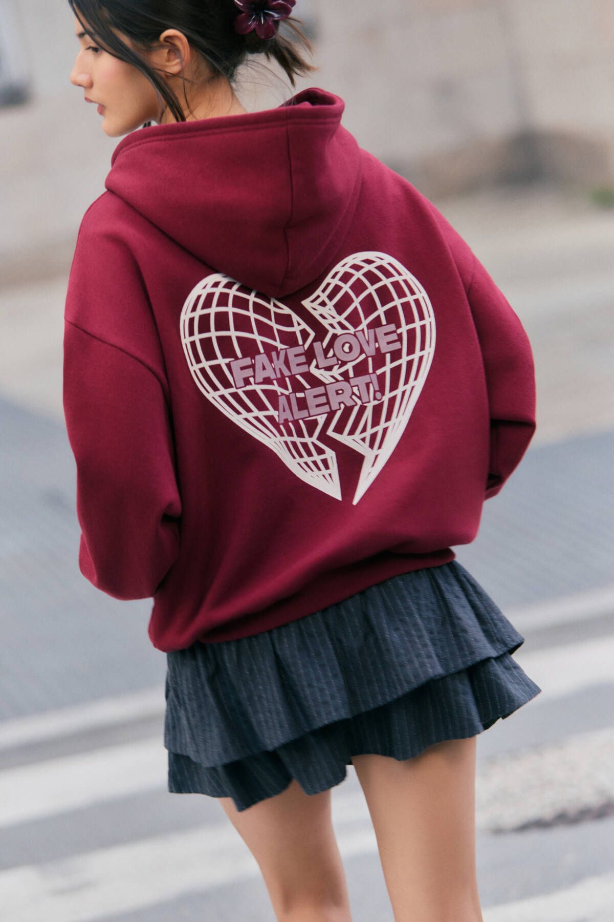 Pull & Bear-"Love" Hooded Sweatshirt 1