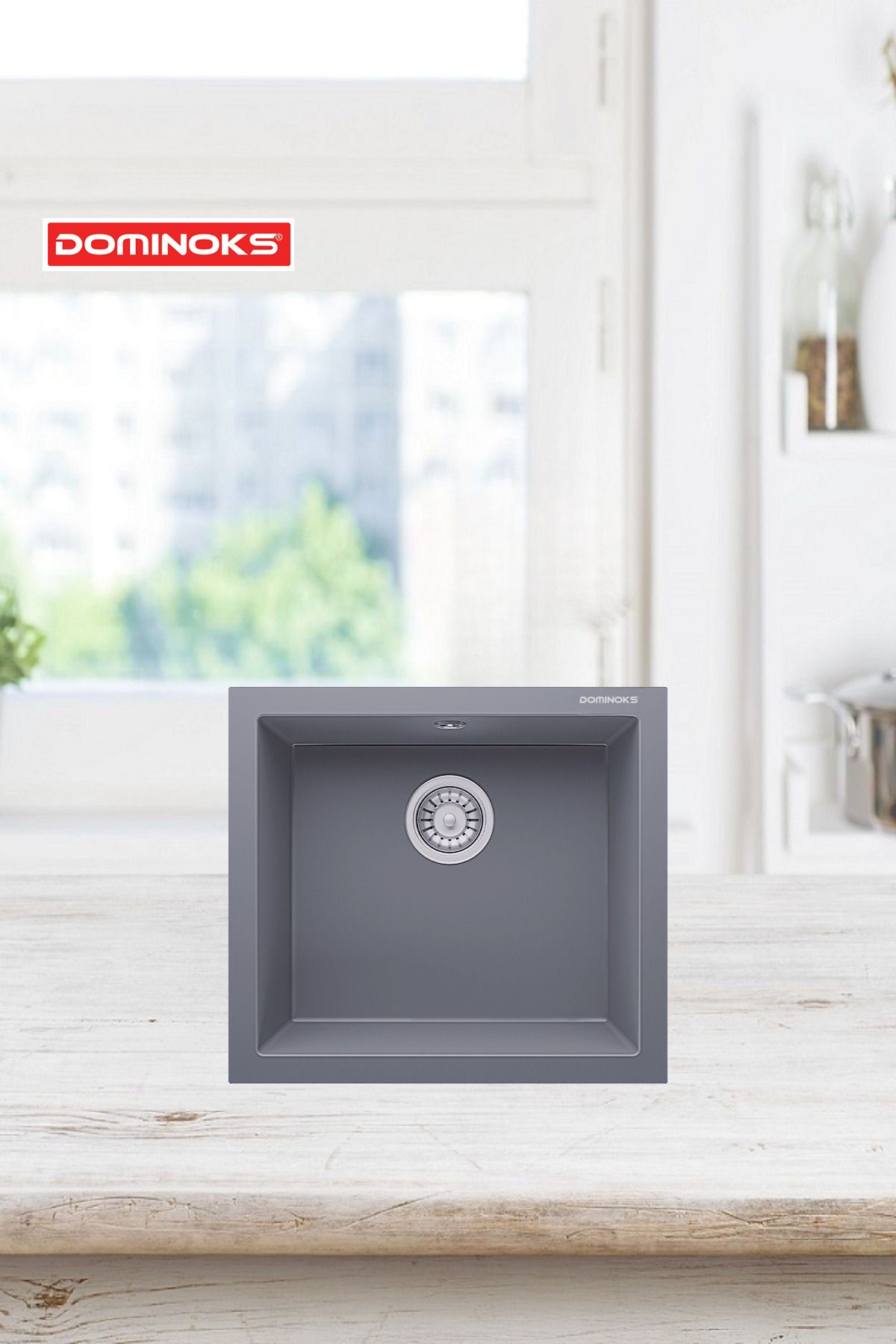 Dominoks Dicle 45 Gri Tezgah Altı 40x45 Granit Evye