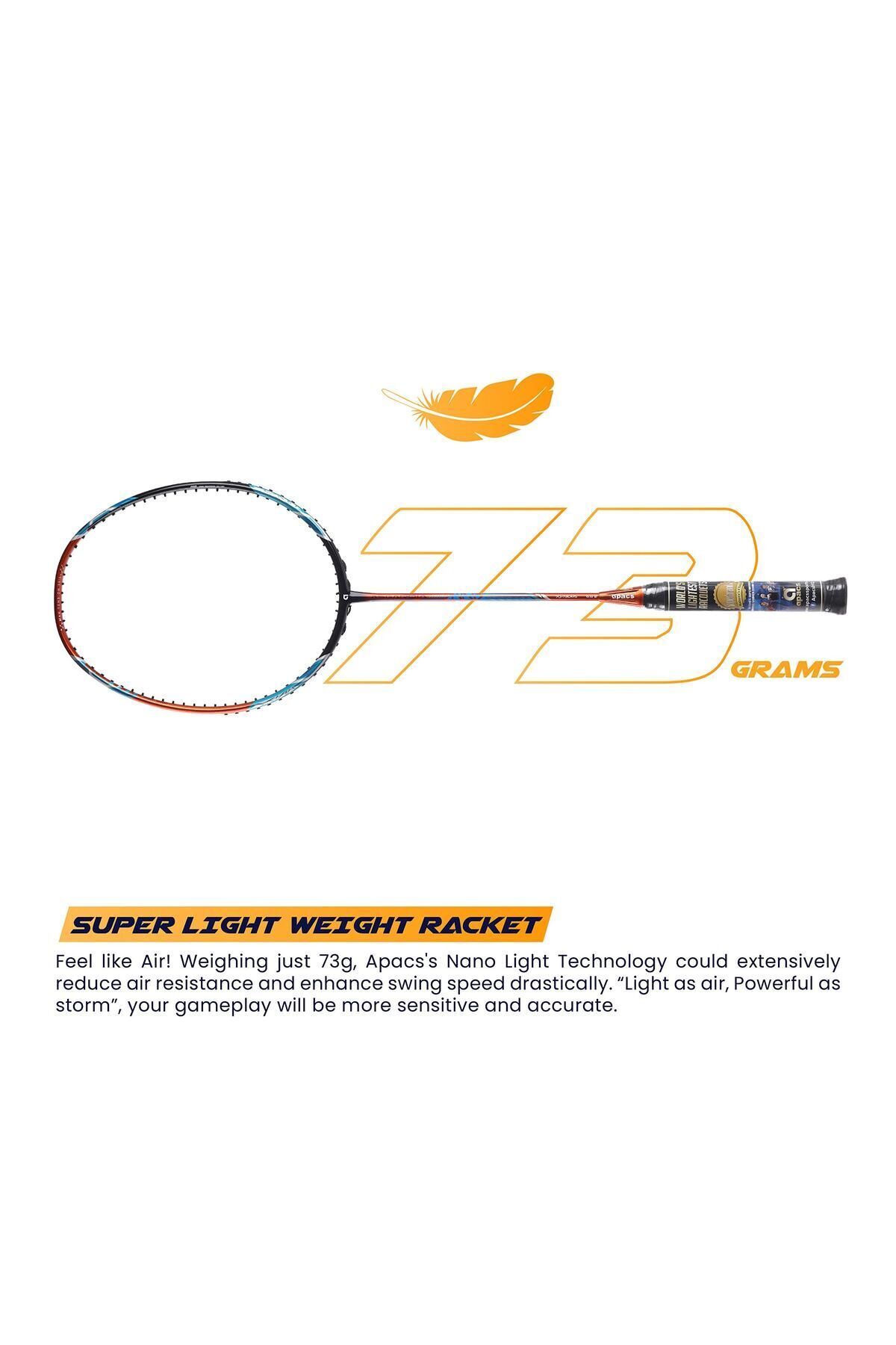Apacs-Asgardia Control Badminton Racket | 73g | Lightweight | Graphite | Unstrung | Full Cover | Orange 5