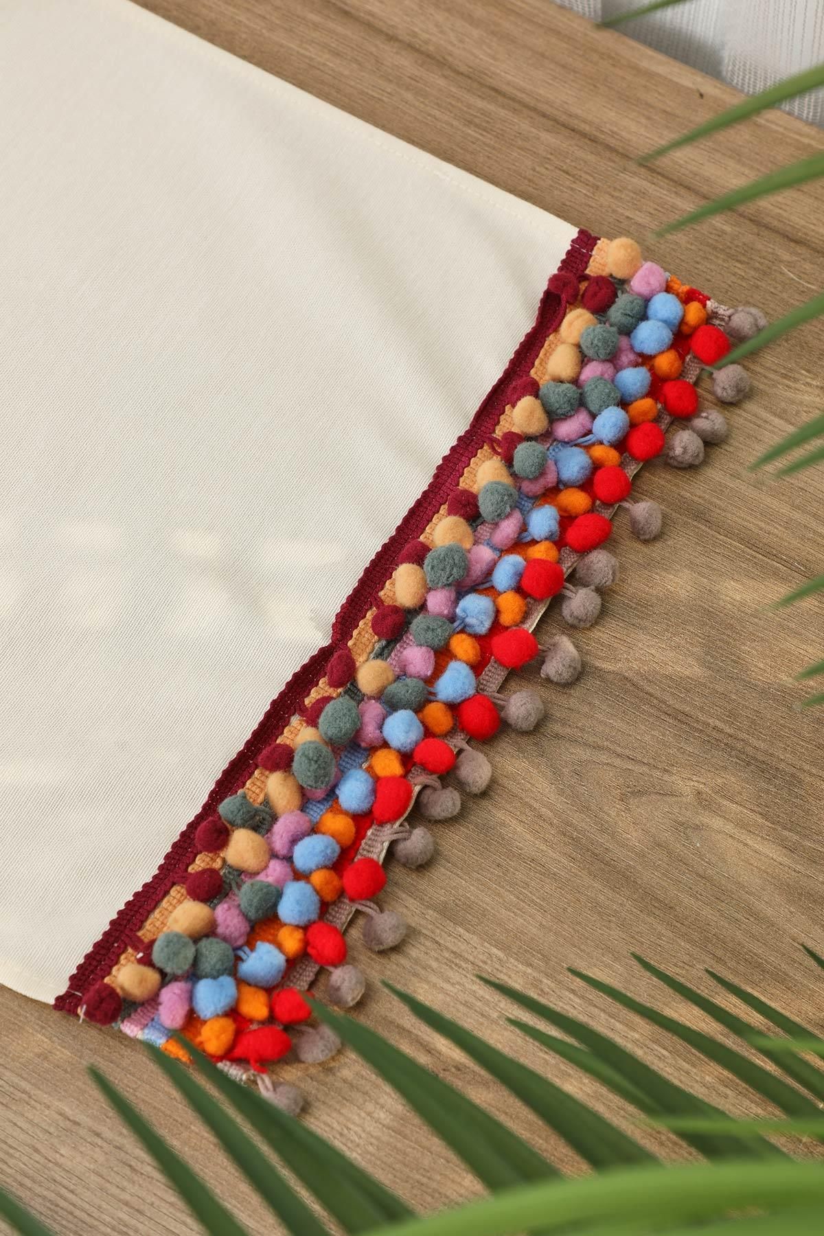 Aisha's Design-120X40 cm Runner with Colorful Pompom - R-61O 2