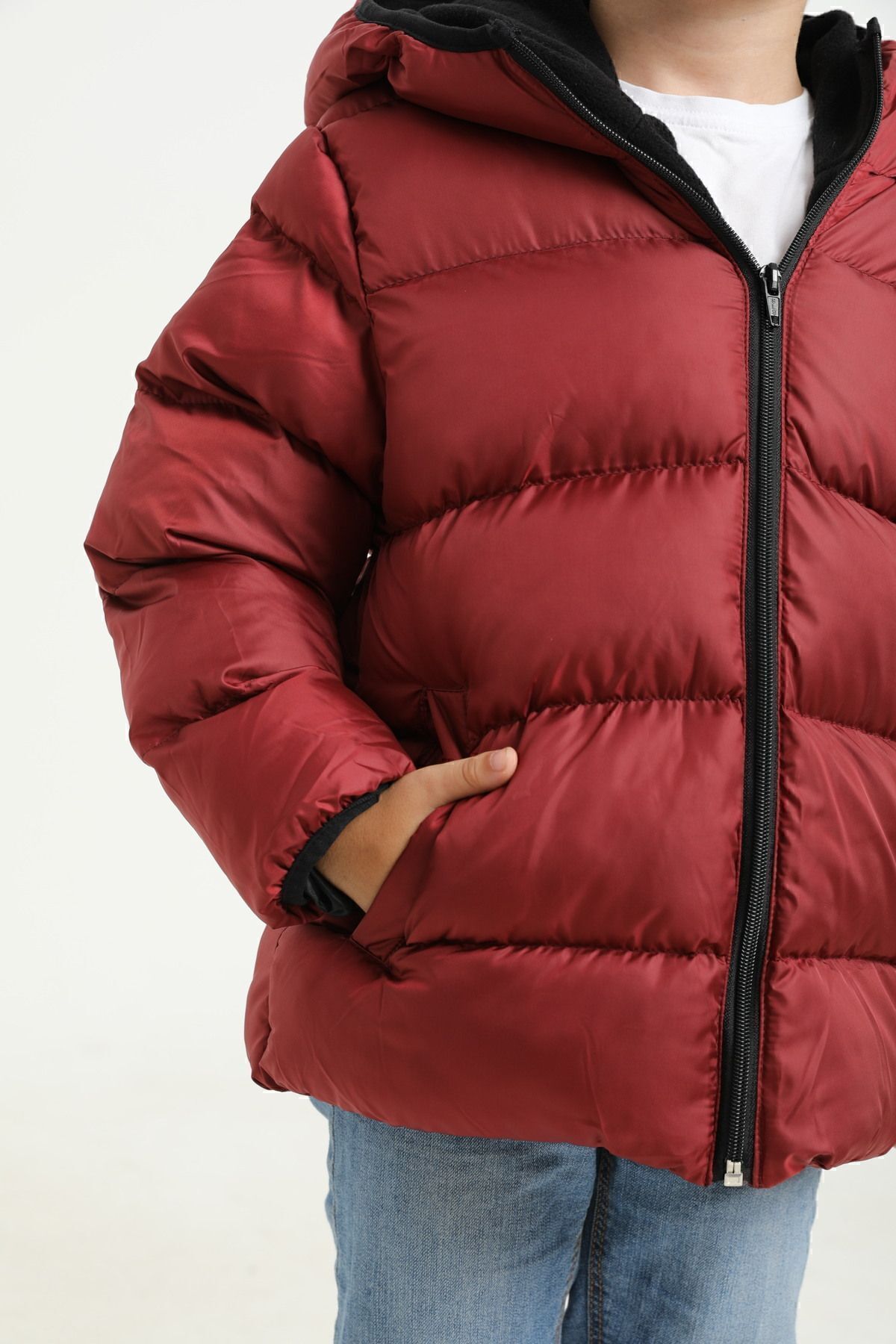 Outriverkids-Sports Boy's Burgundy Fleece Hooded Waterproof Wind Resistant Winter Coat 3