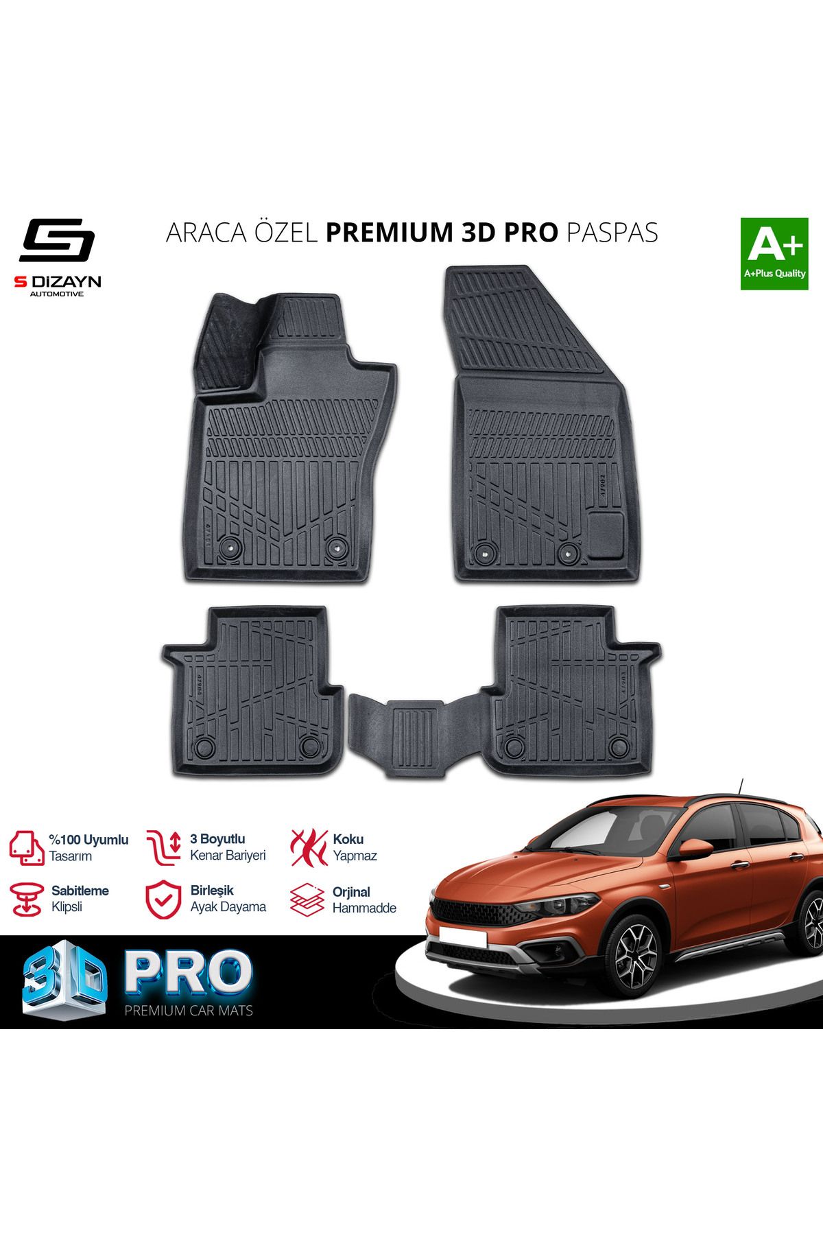 TREND Meka Part Fiat Egea Cross 3D Pro Havuzlu Paspas 2020 Üzeri A+ Kalite