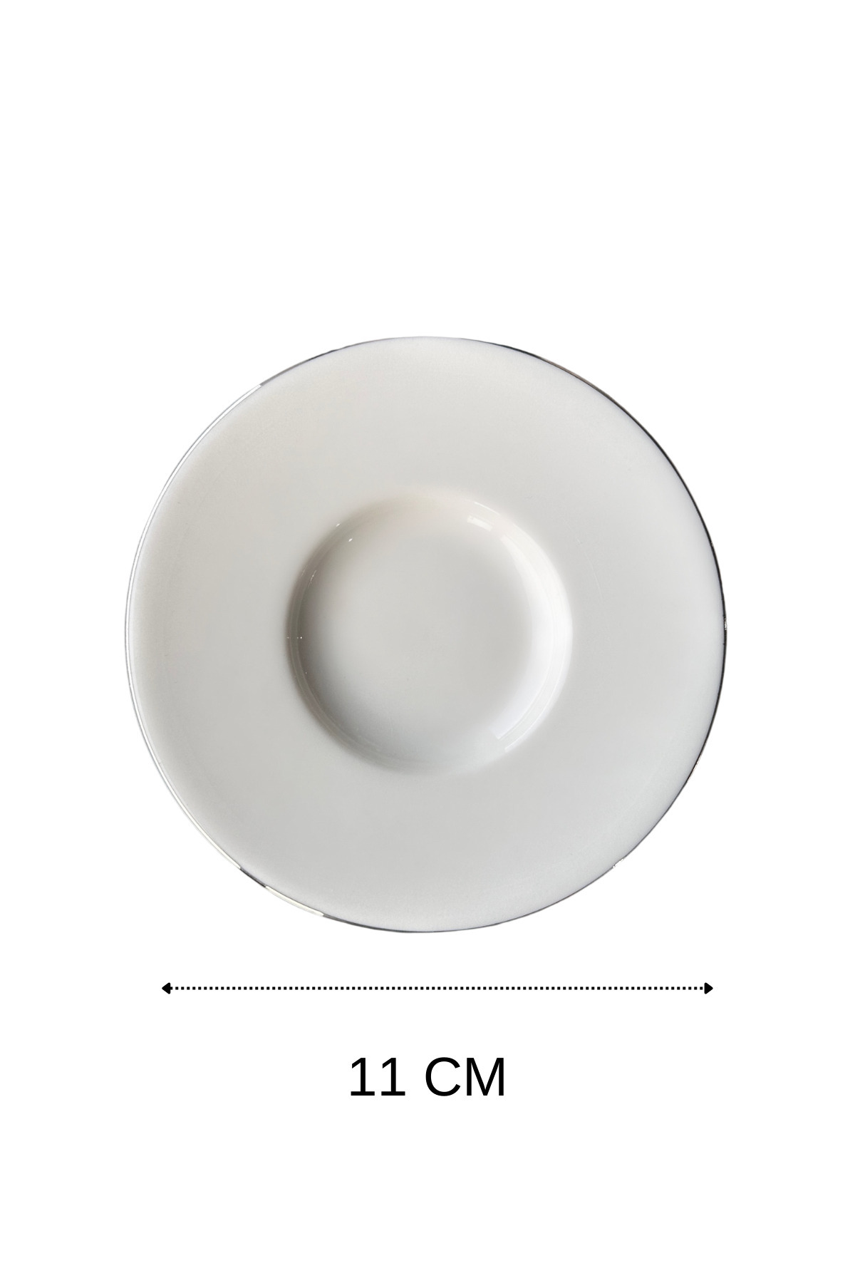 porselenden-Modern Silver Cream 6 Pieces 11 cm 6 Seater Premium Porcelain Silver Gilt Tea Plate Set 4