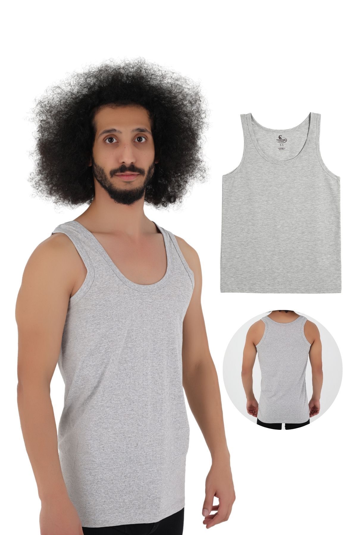 CENNETOĞLU-Men's Cotton Tank Top - Pack of 3 4