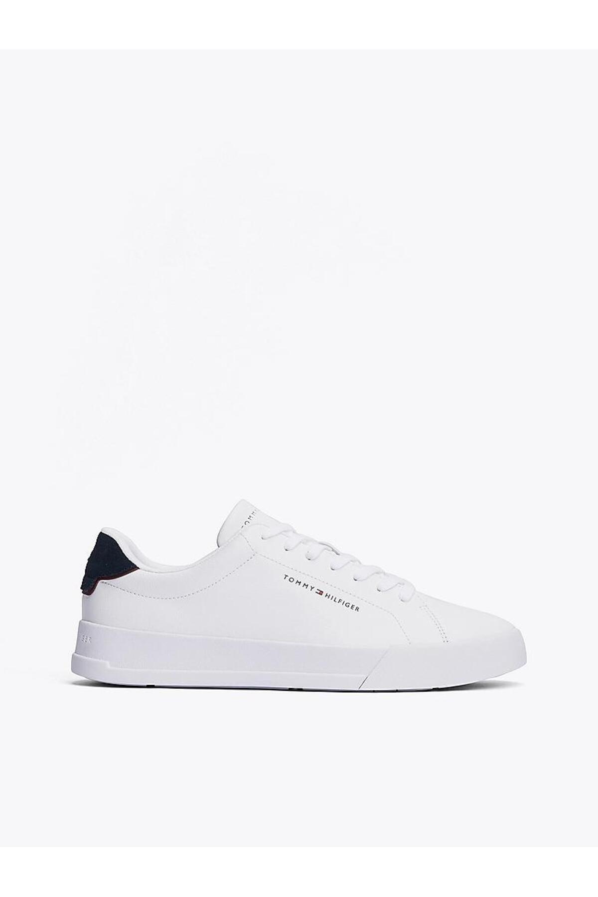 Tommy Hilfiger Tommy Jeans Męskie Białe Pebble Grain Court Sneaker
