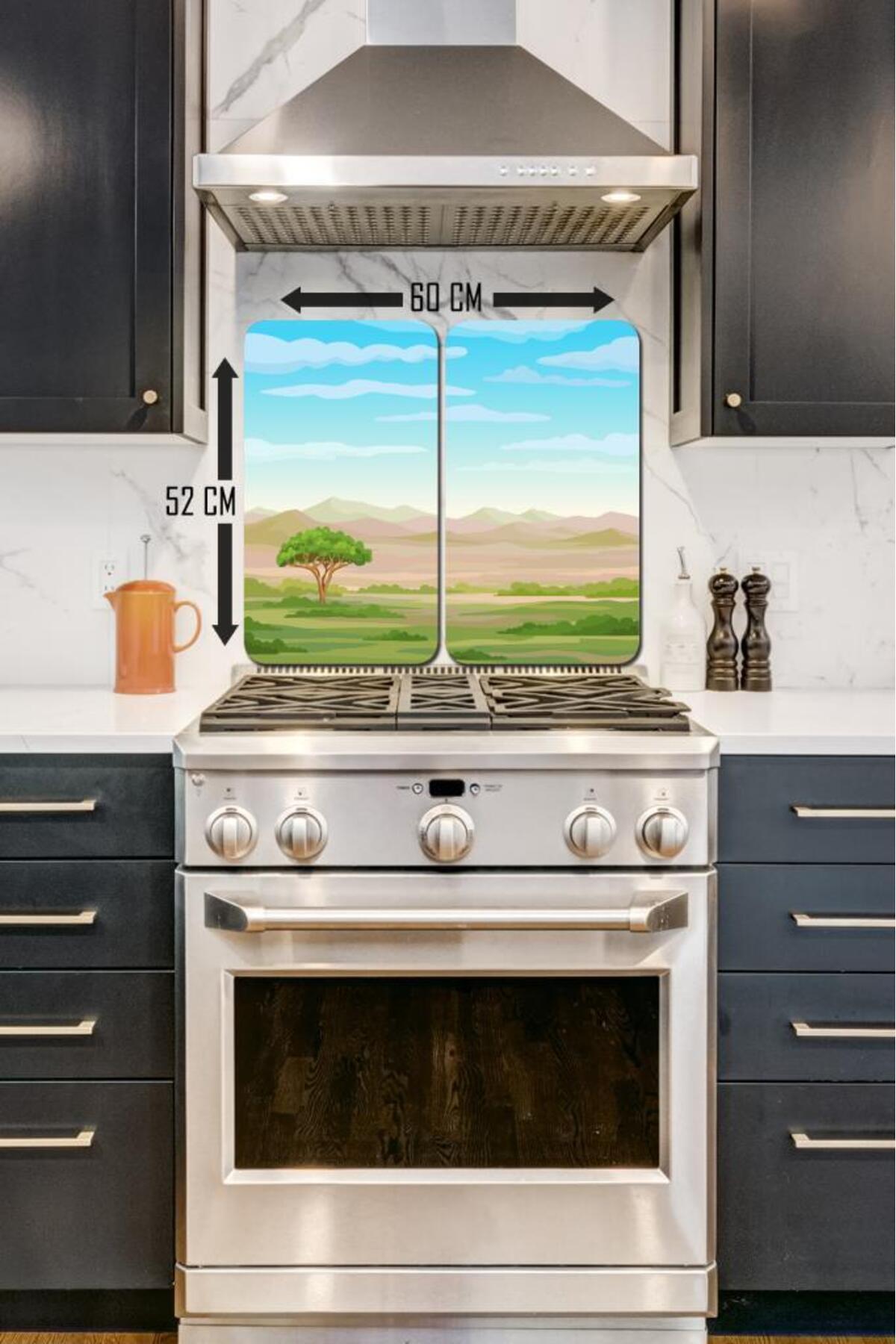 Saban-2-Piece 30X52 cm Glass Stove Protector African Savan for 4-Piece Stoves 2