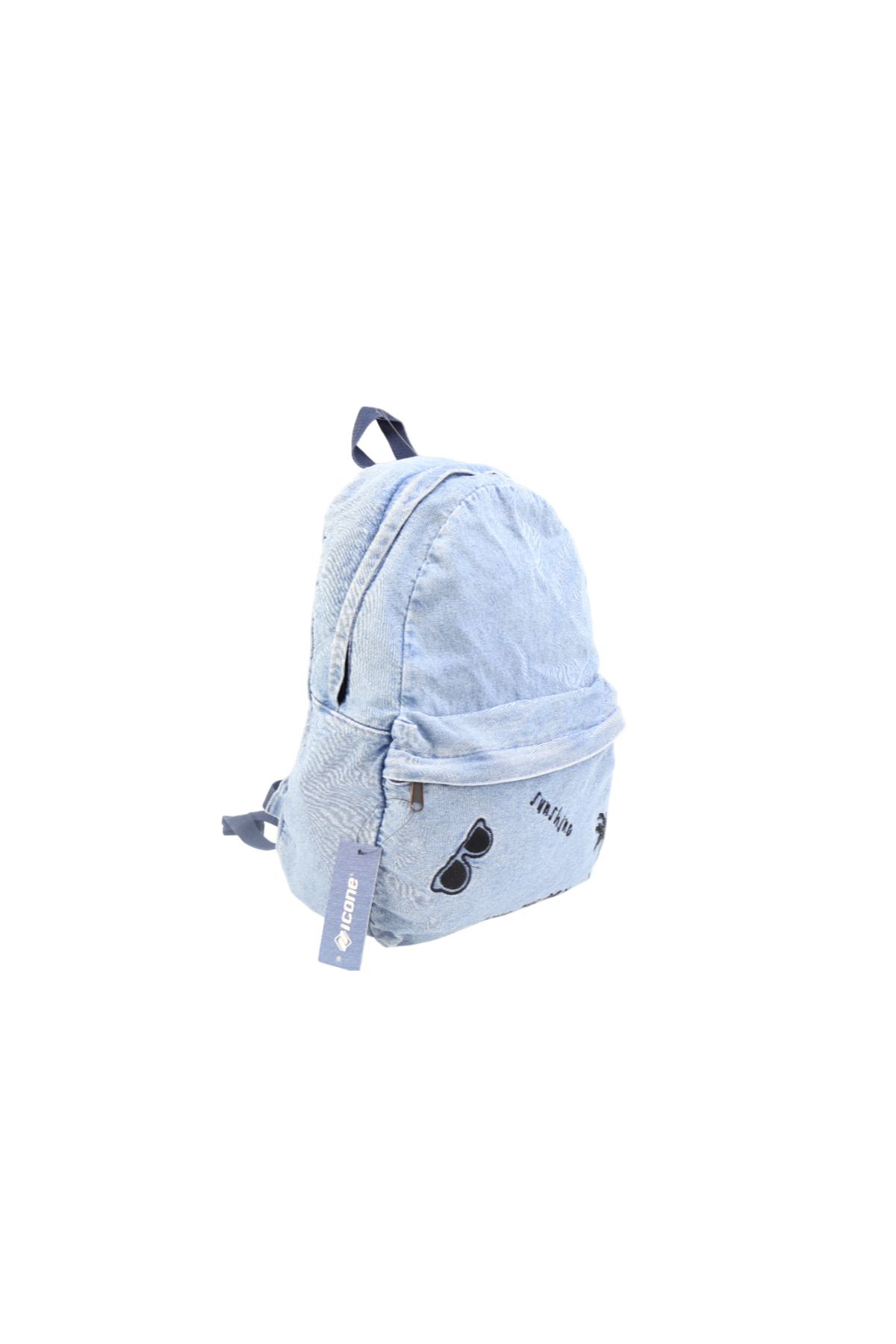 ICONE BAG-Icone Front Pocket Embroidered Denim Washable Backpack 2