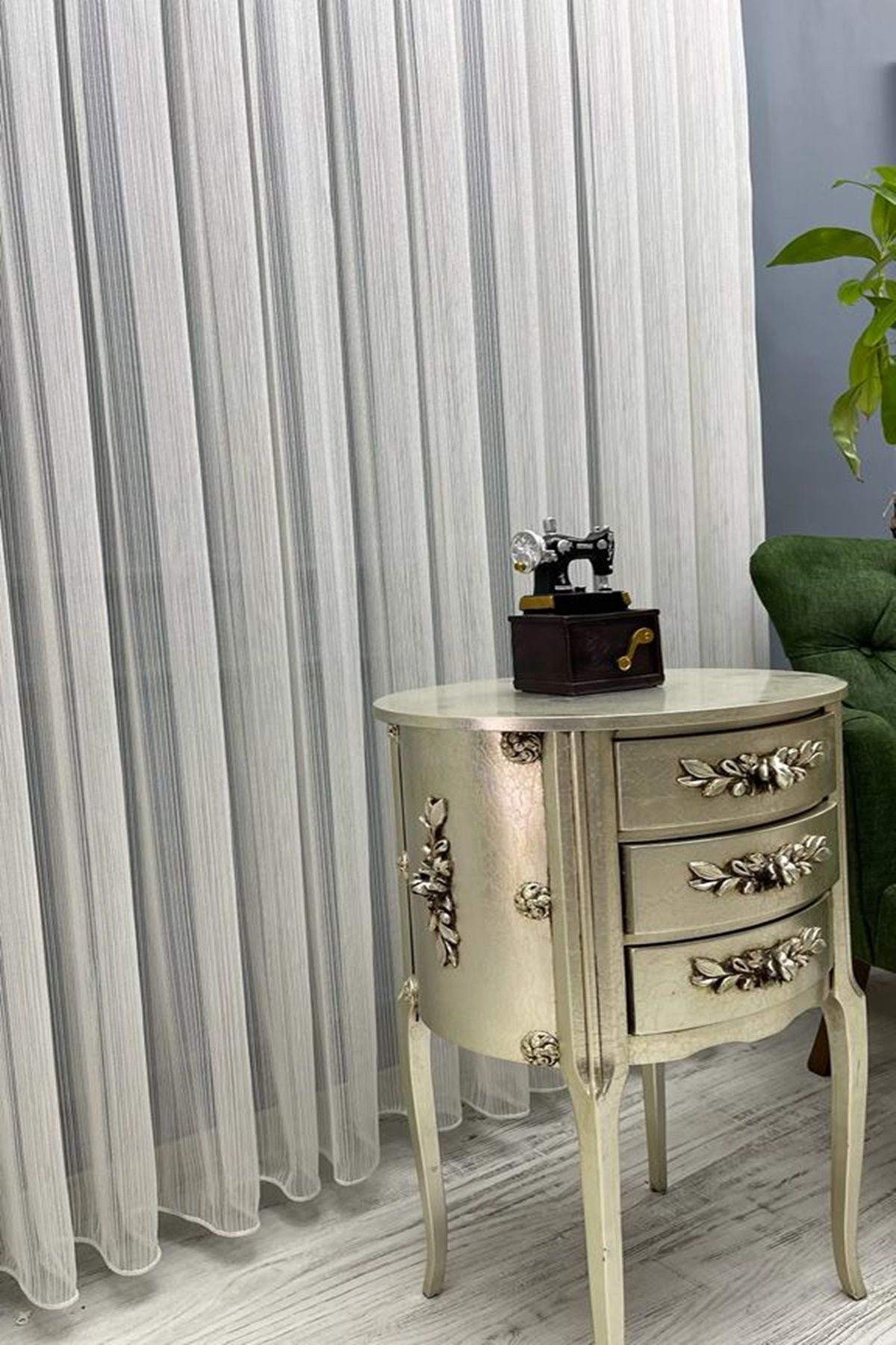 PERDECITY-Striped Heavy Weight Delicate Tulle Curtain 300 X 260 1X3 Dense Pleat 5