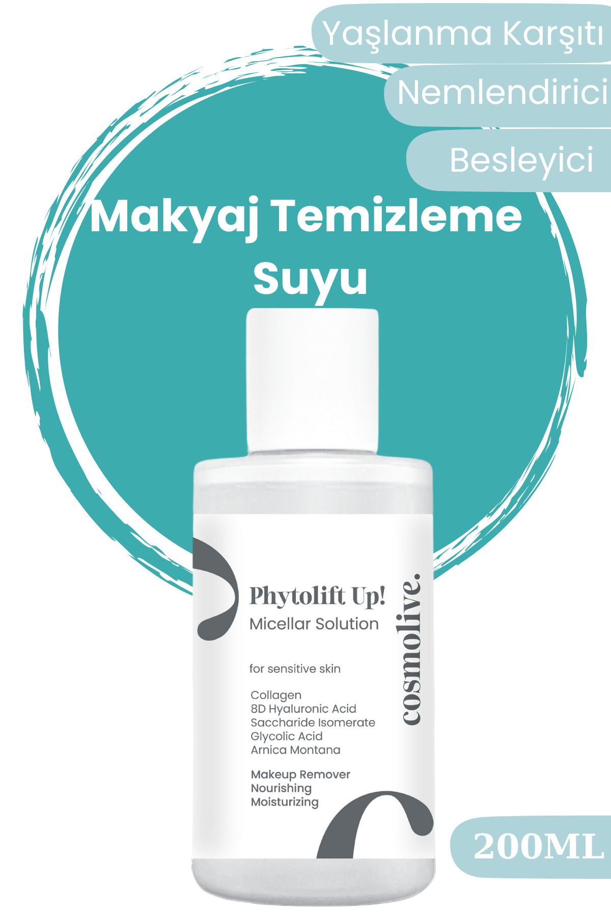 Cosmolive Makyaj Temizleyici - Glikolik Ve Hyaluronik Asit Içeren Nemlendirici Micellar Su