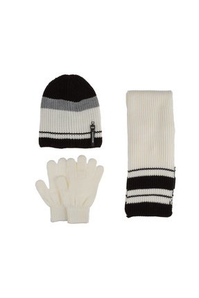 Kitti 9-15 Yaş Erkek Çocuk Atkı Bere Eldiven 3'lü Takım