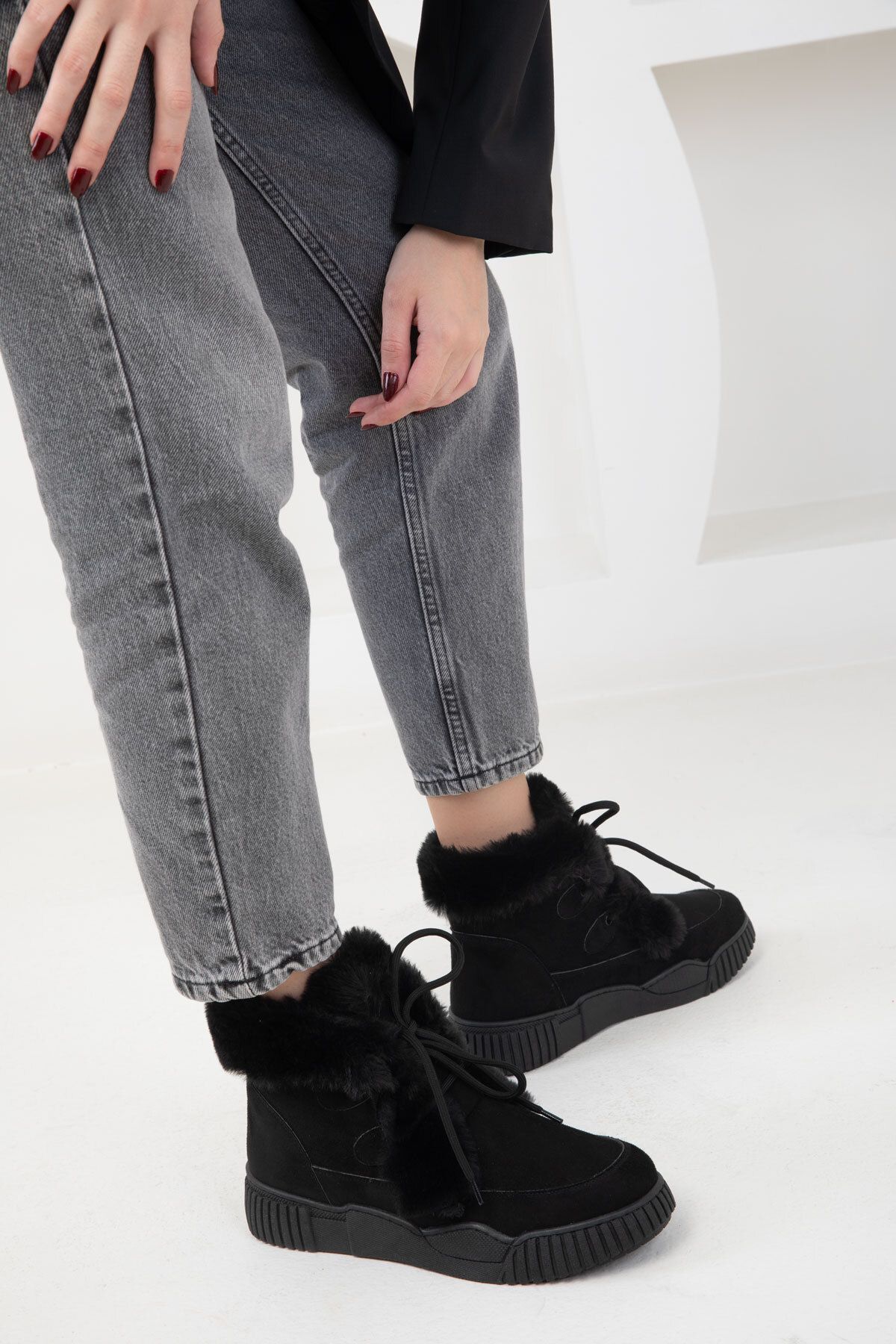 SOHO-20084 Model Suede Μαύρες γυναικείες μπότες και μποτάκια 5
